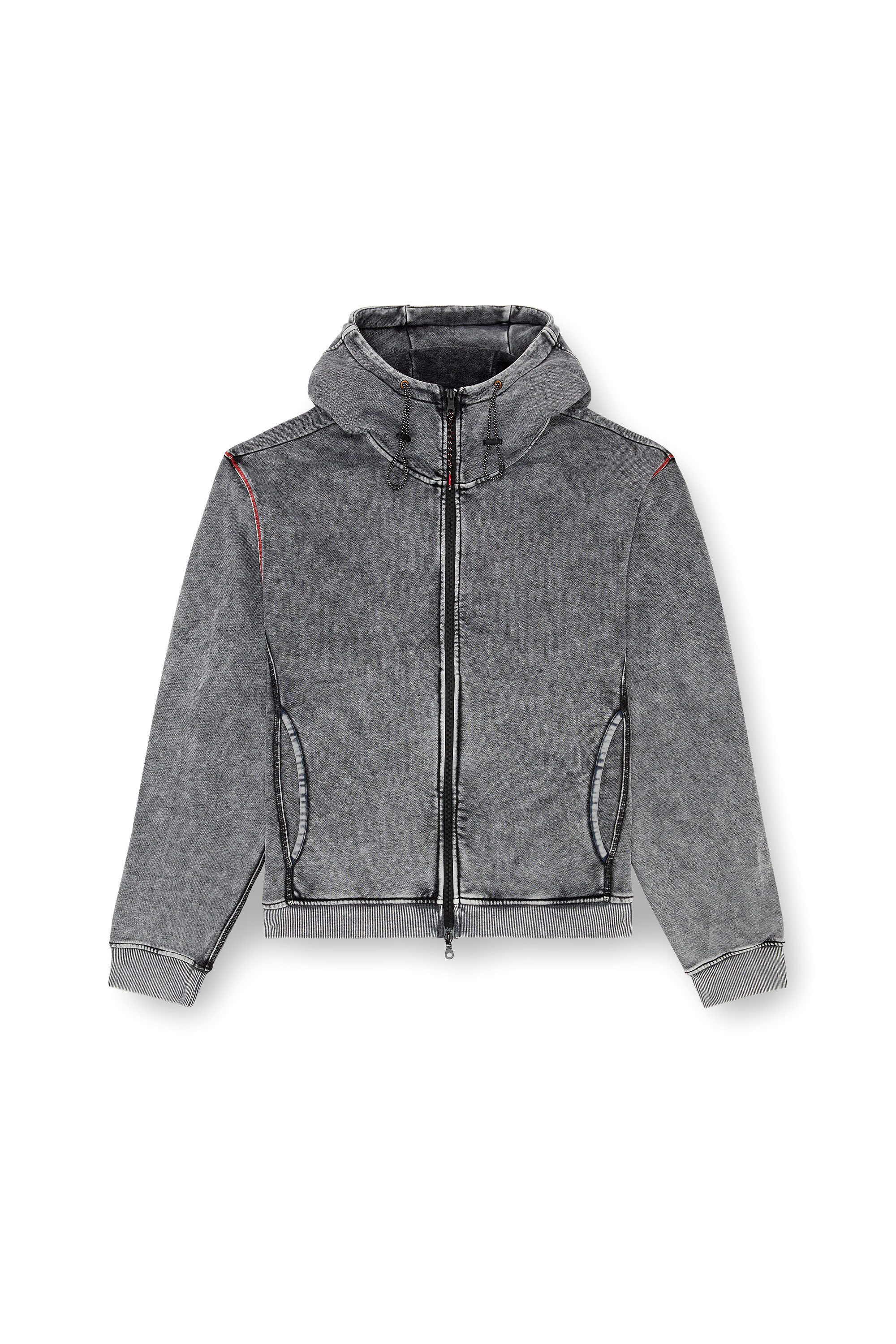 Diesel - AMST-TRANE-HT48, Sudadera desteñida con capucha con cremallera trasera Hombre in Gris - 2
