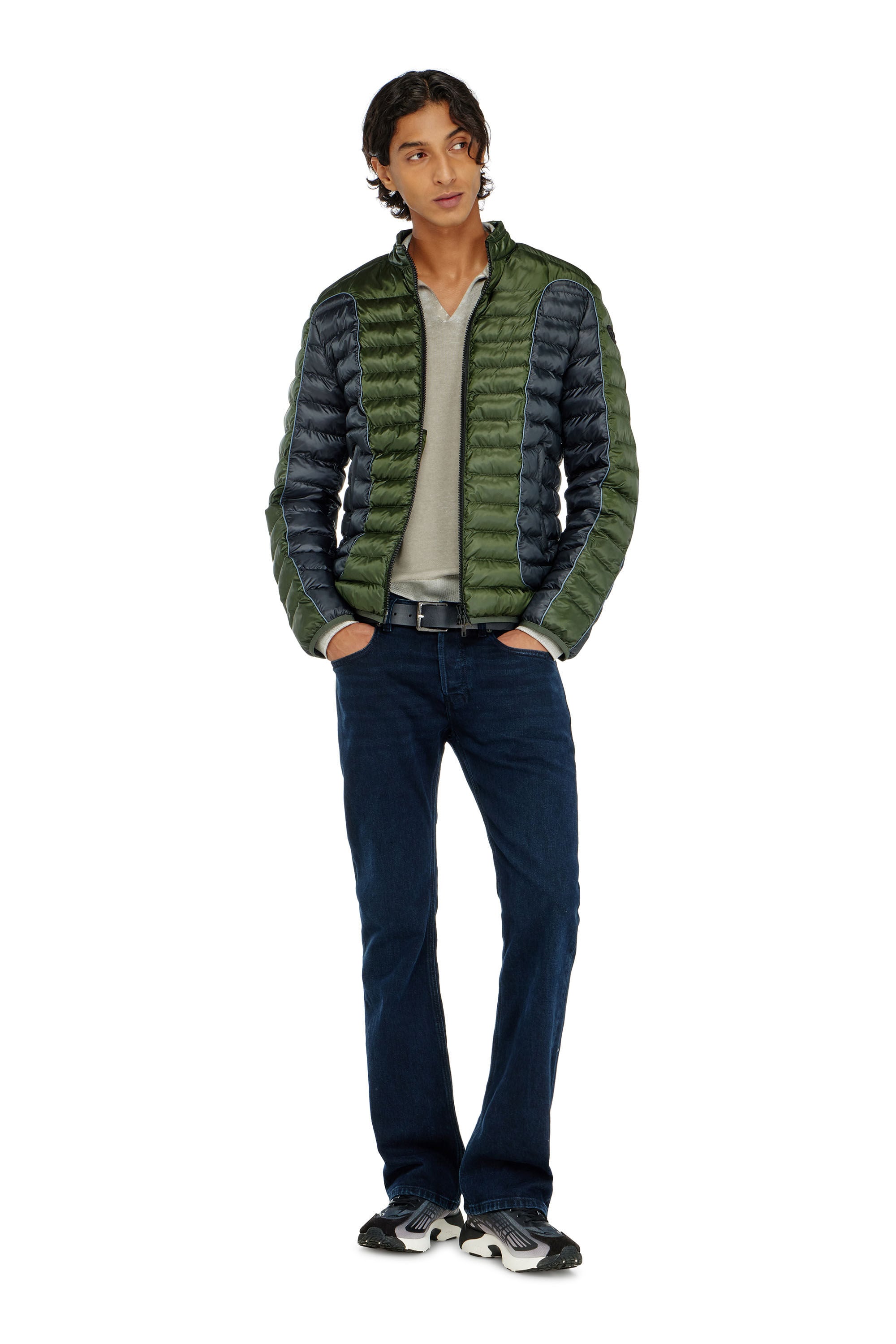 Diesel - W-PILOT-BLOCK, Chaqueta acolchada estilo biker con dise&ntilde;o a bloques de color Hombre in Multicolor - 1
