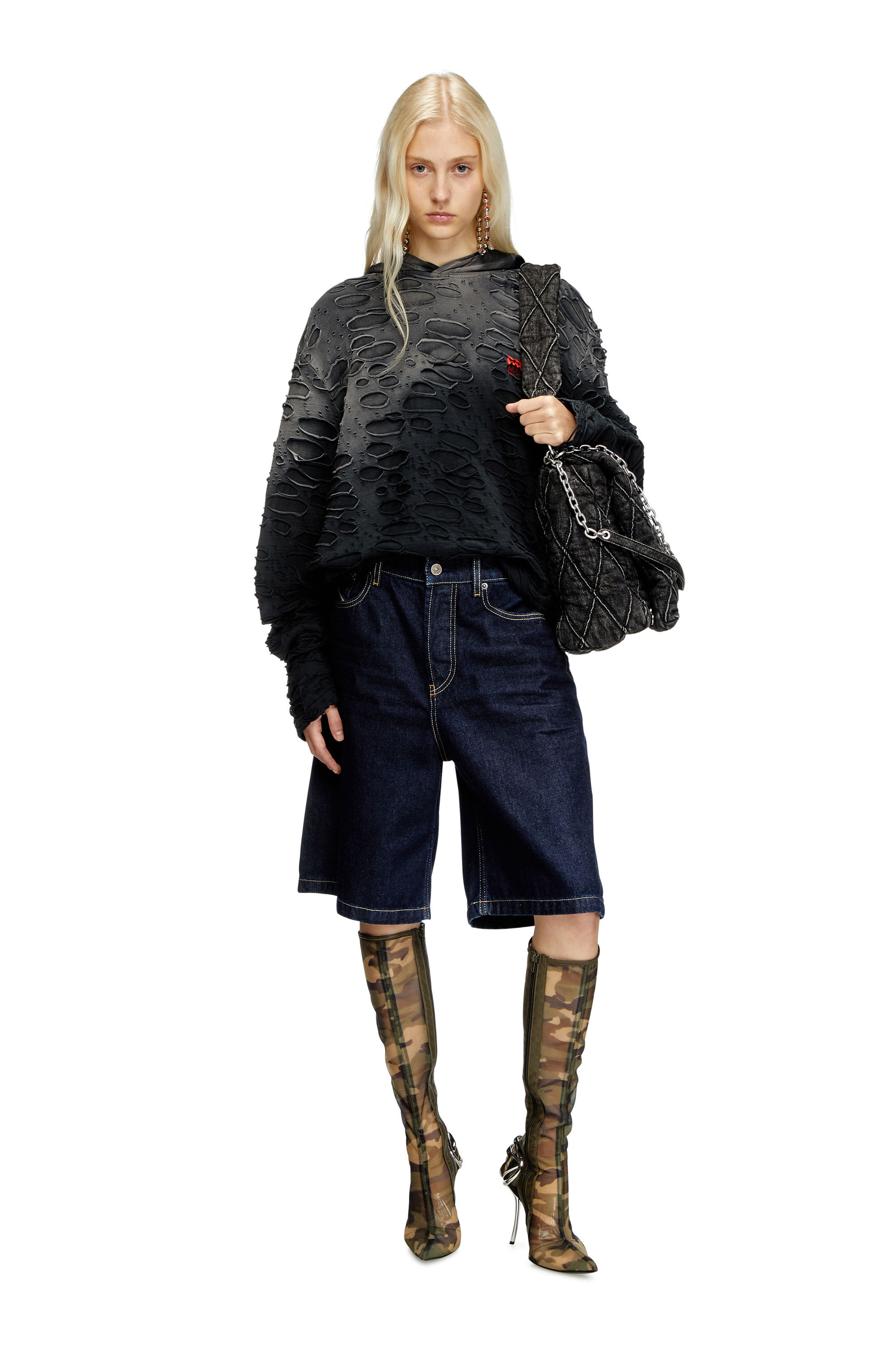 Diesel - DE-SIRE-SHORT, Pantalones cortos en denim de lavado impecable Mujer in Azul marino - 1