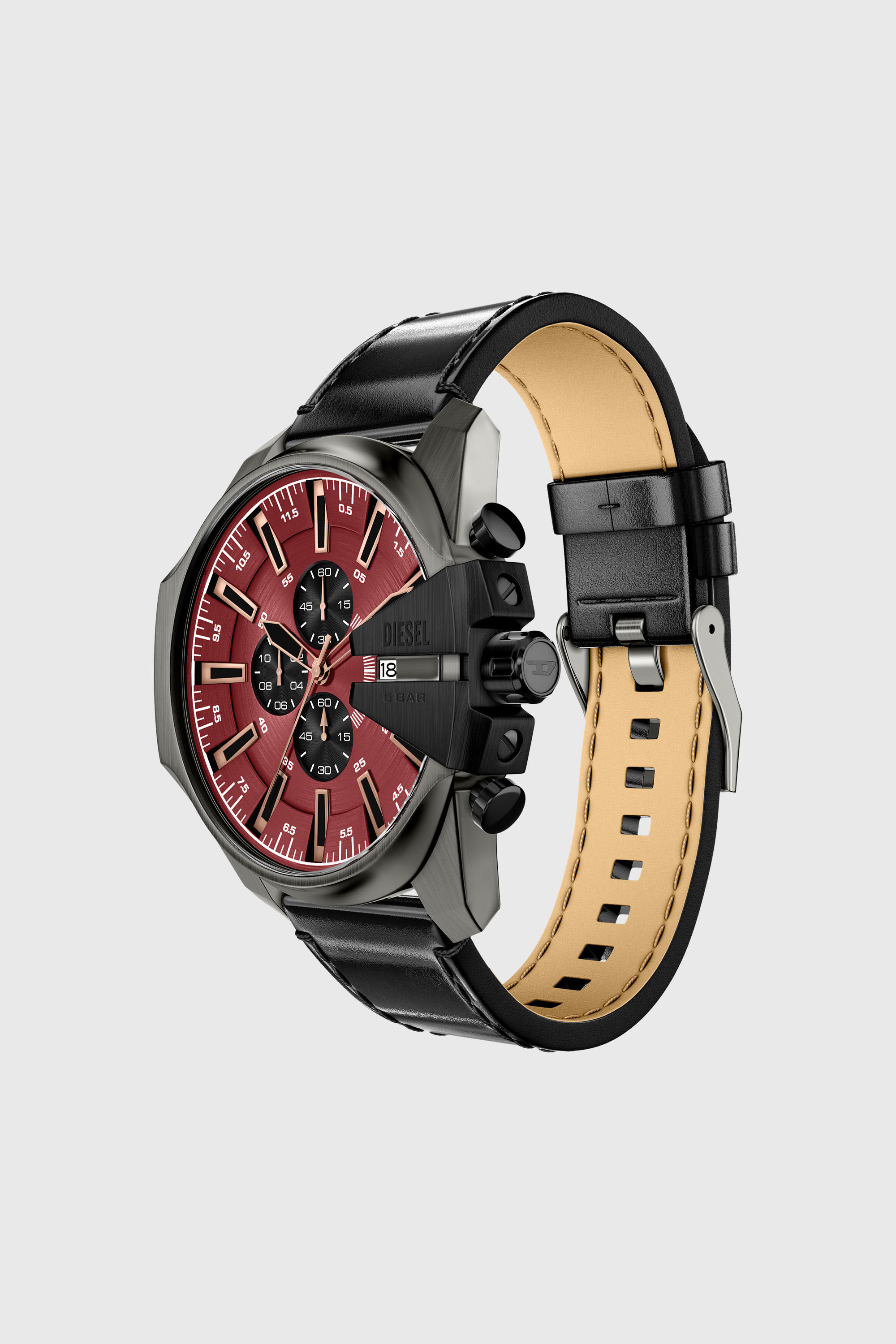 Diesel - DZ4714 WATCH, Reloj Mega Chief Slim con correa de cuero negro Hombre in Negro - 7
