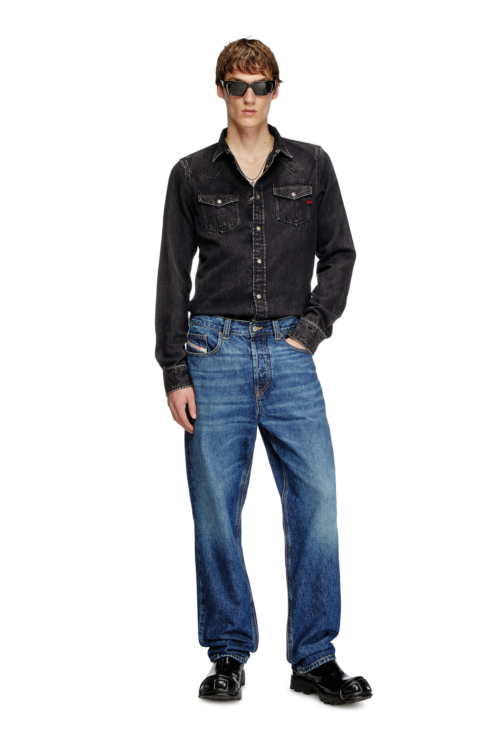 Diesel - D-VEGA, Sobrecamisa en denim de Tencel Hombre in Negro - 1
