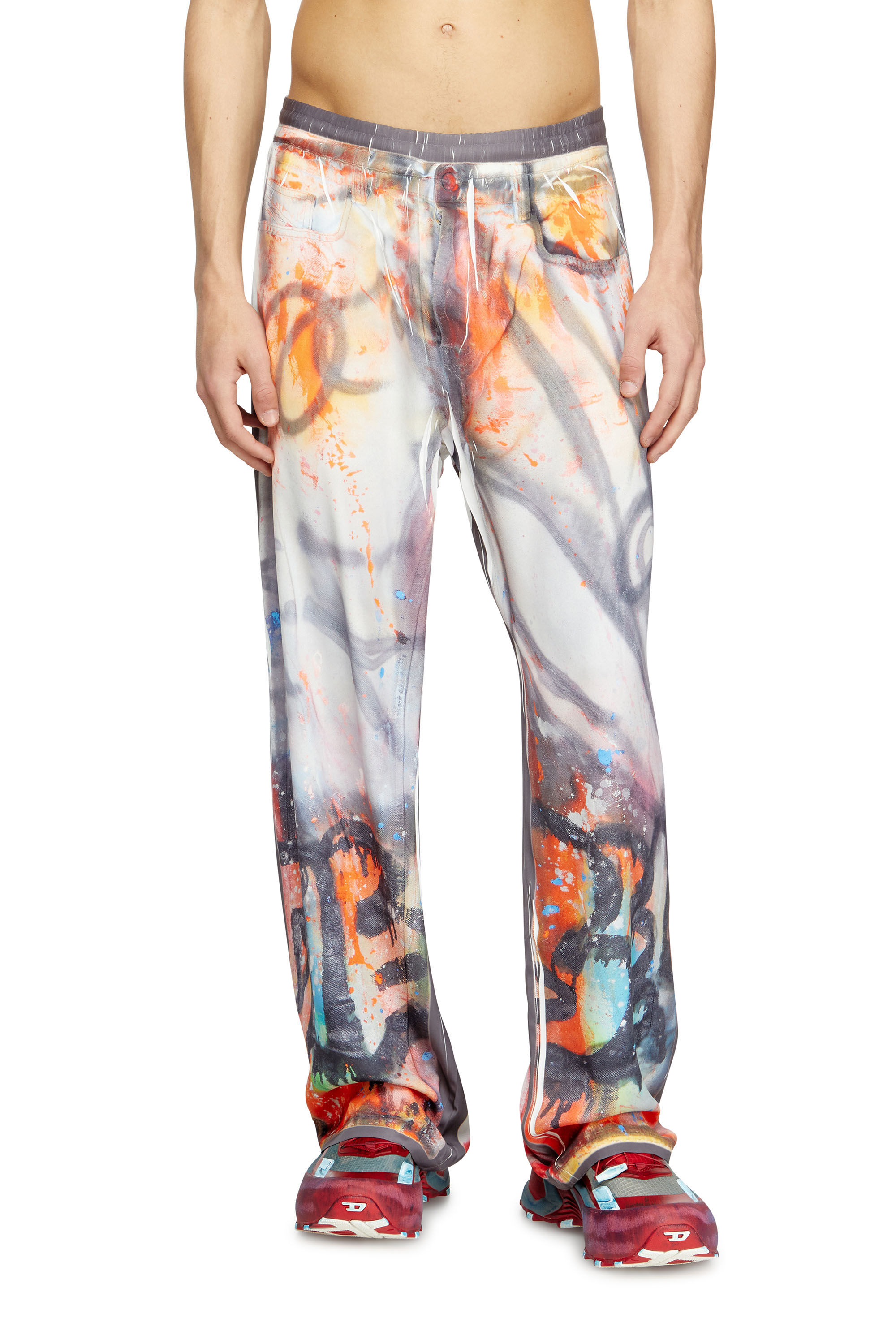 Diesel - P-AFTER-GRAFFITI-USA, Pantalón holgado con estampado graffiti Unisex in Gris - 3