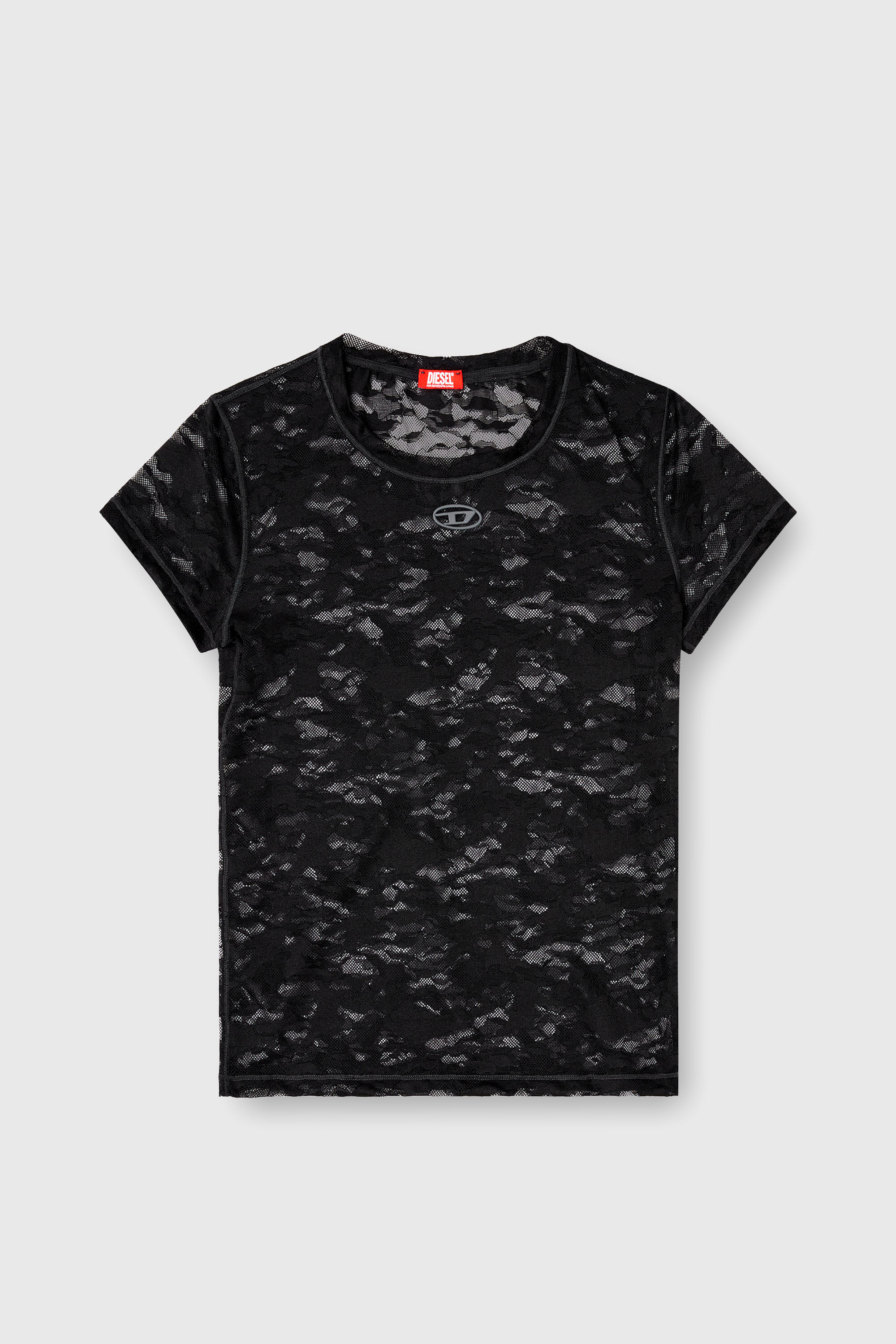 Diesel - KASIA-UTLT, Camiseta de encaje camuflado Mujer in Negro - 2
