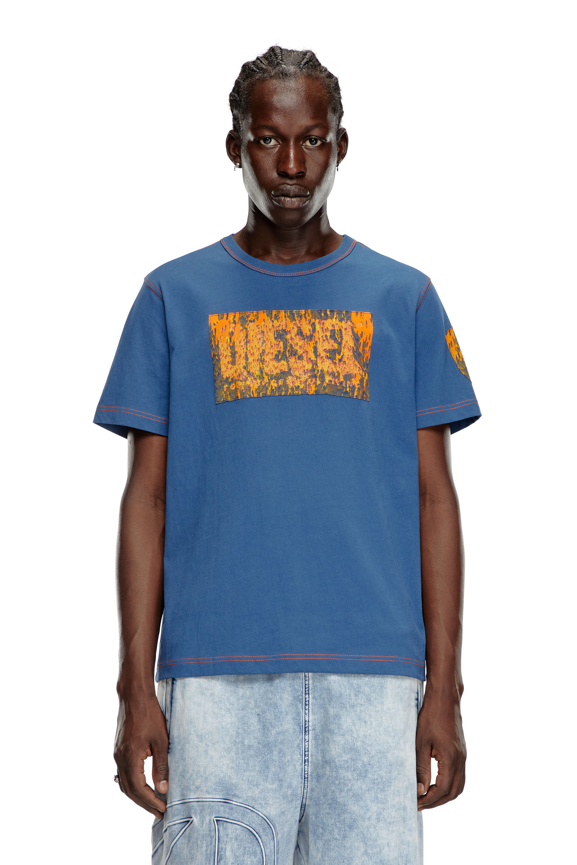 Diesel - T-ADJUST-Q1, Camiseta con parches gráficos Hombre in Azul marino - 3