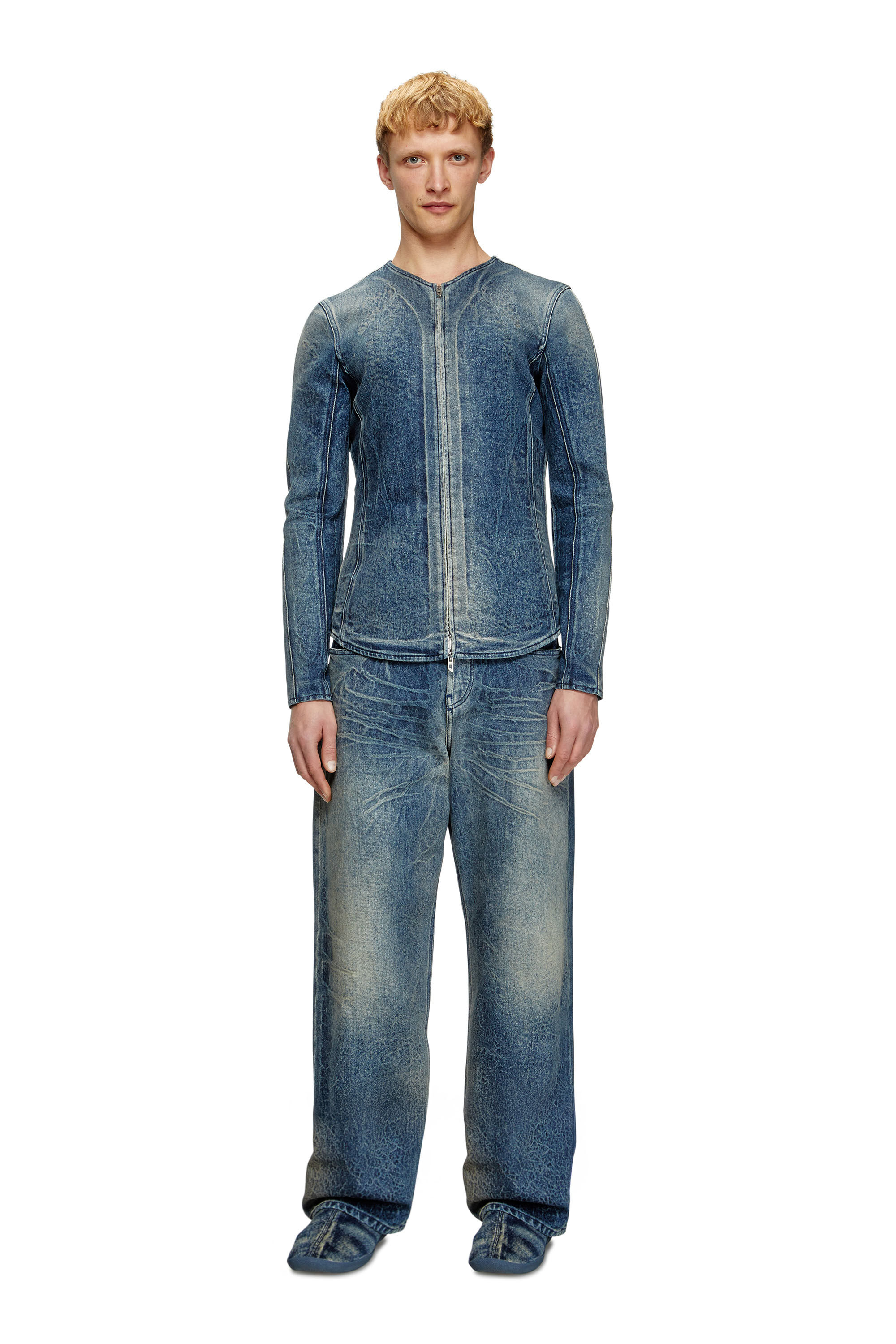 Diesel - D-CARDI-FSG, Chaqueta de denim con relieve tipo fantasma Hombre in Azul marino - 1