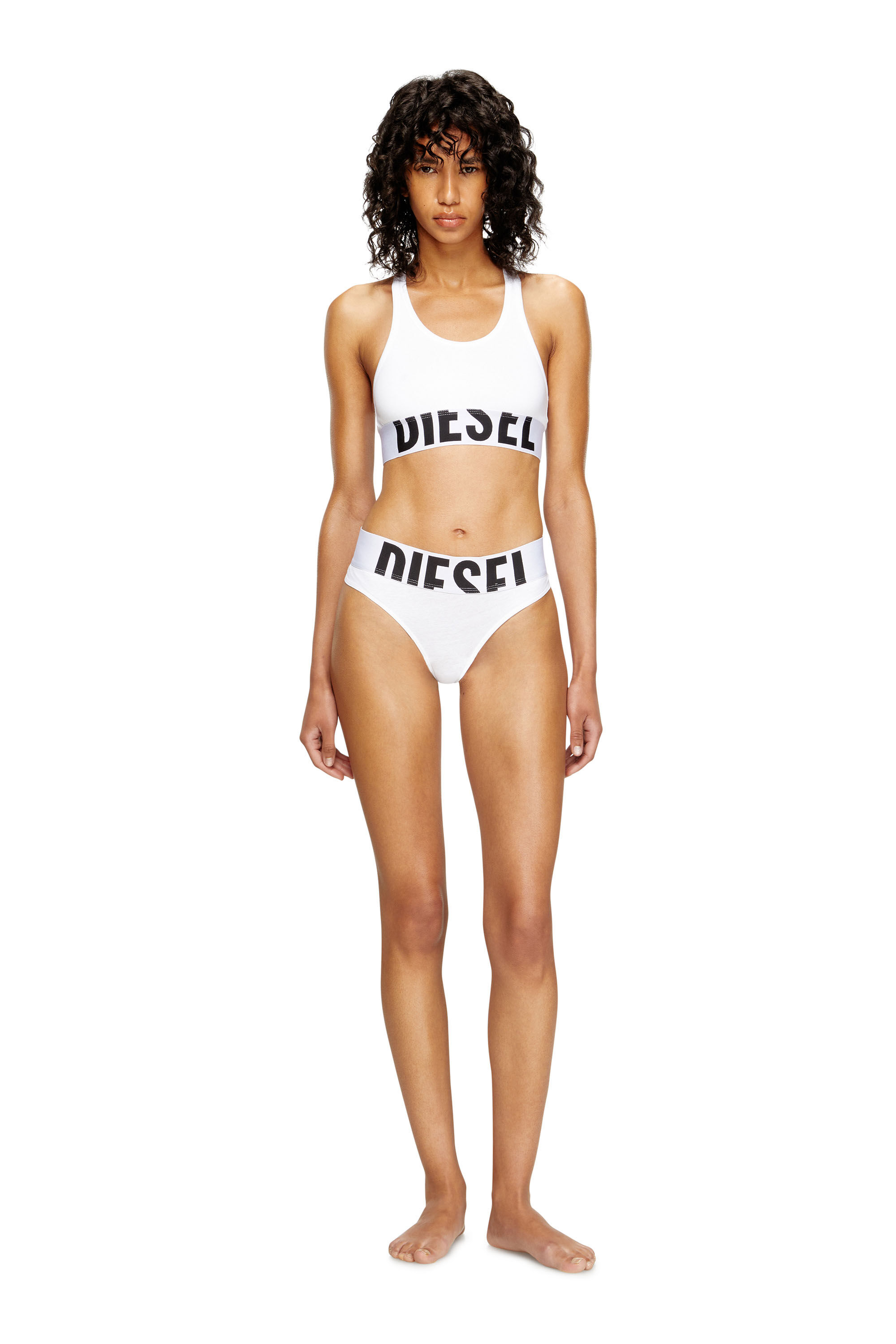 Diesel - UFSB-COTTON-RACE-BRALETTE-XL, Sujetador deportivo con logotipo recortado Mujer in Blanco - 1