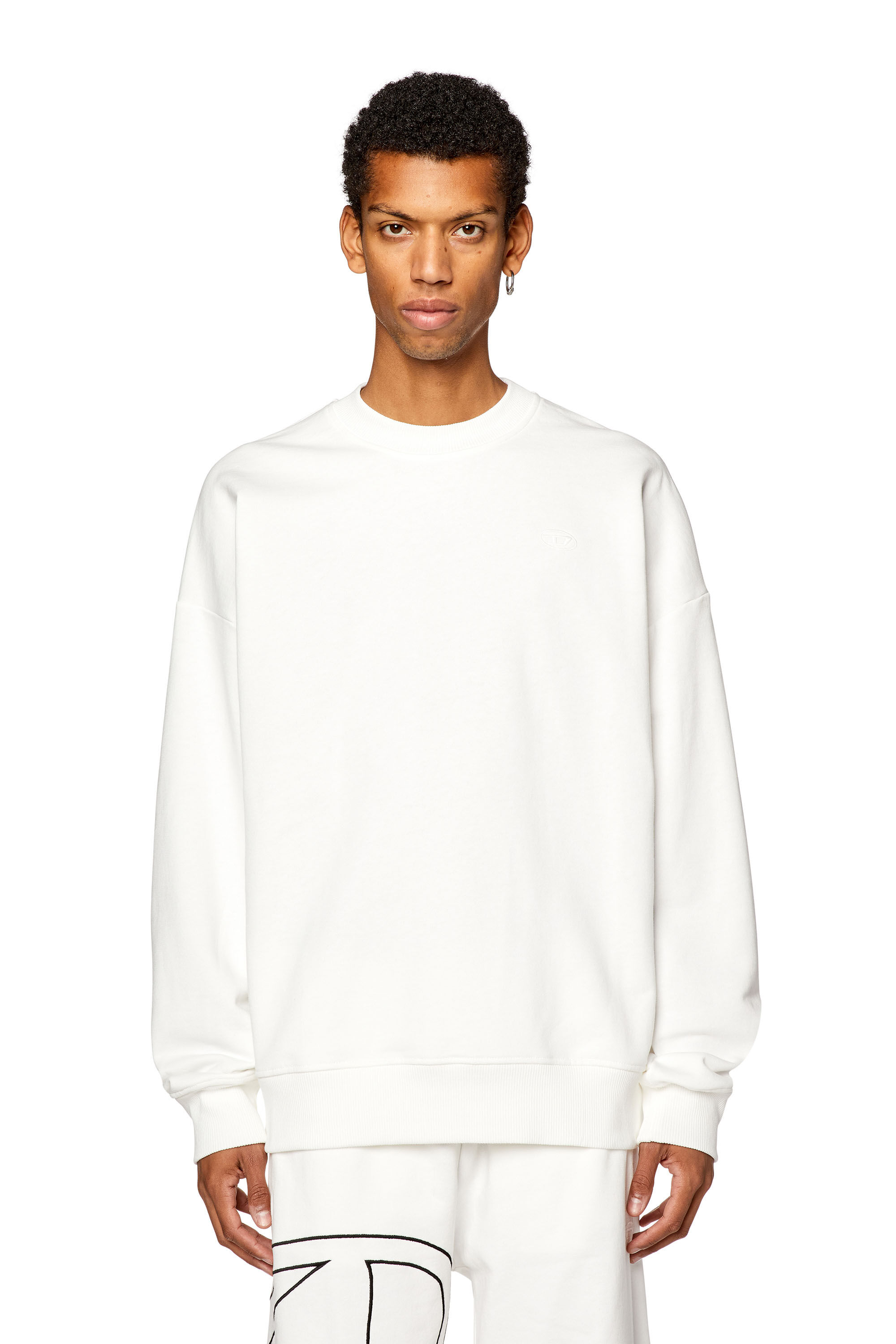 Diesel - S-ROB-MEGOVAL-D, Man Sweatshirt with logo embroidery in White - Image 4