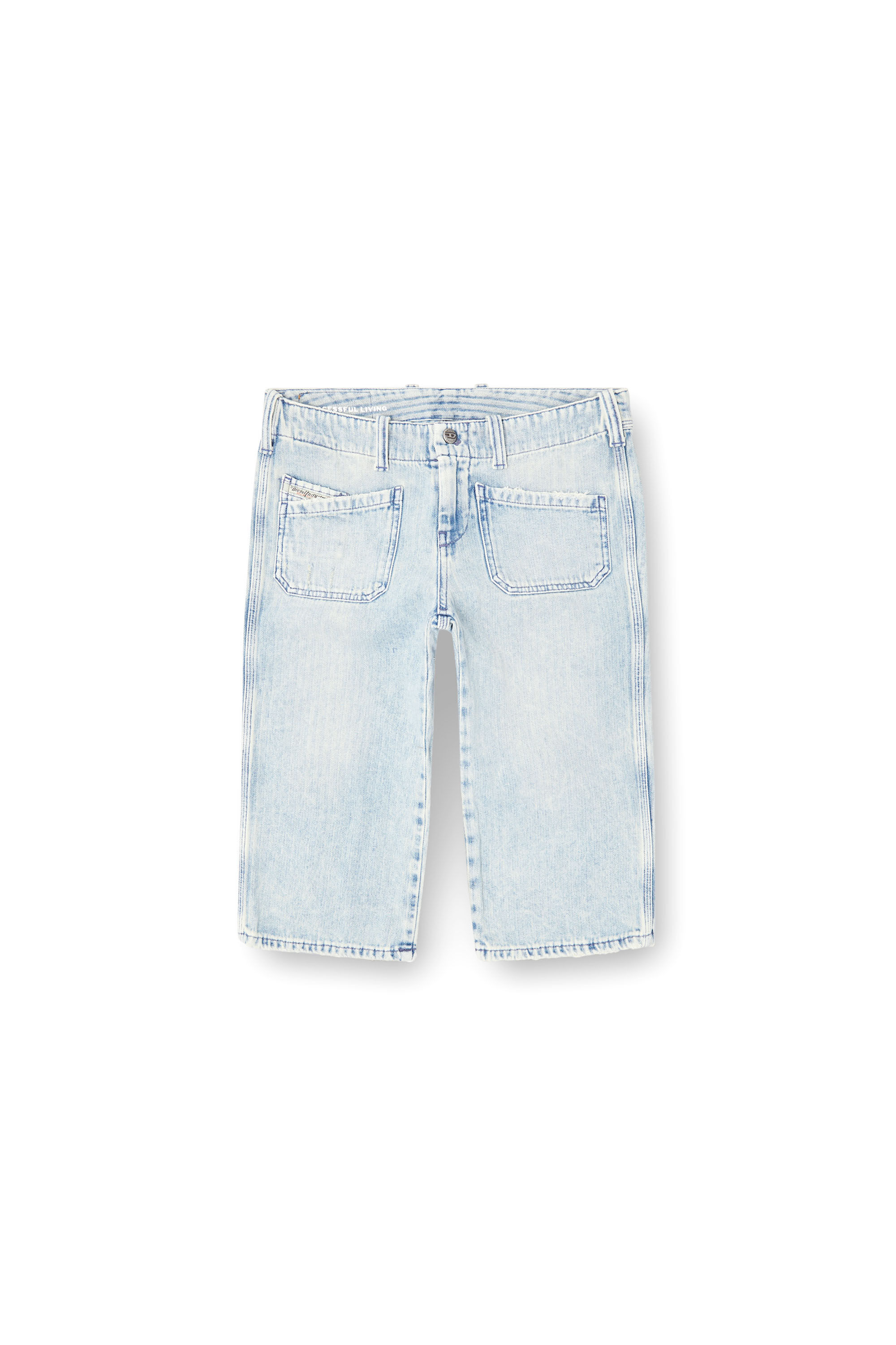 Diesel - DE-KEATE-SHORT, Pantalones cortos tipo capri de denim en espiga Mujer in Azul marino - 2