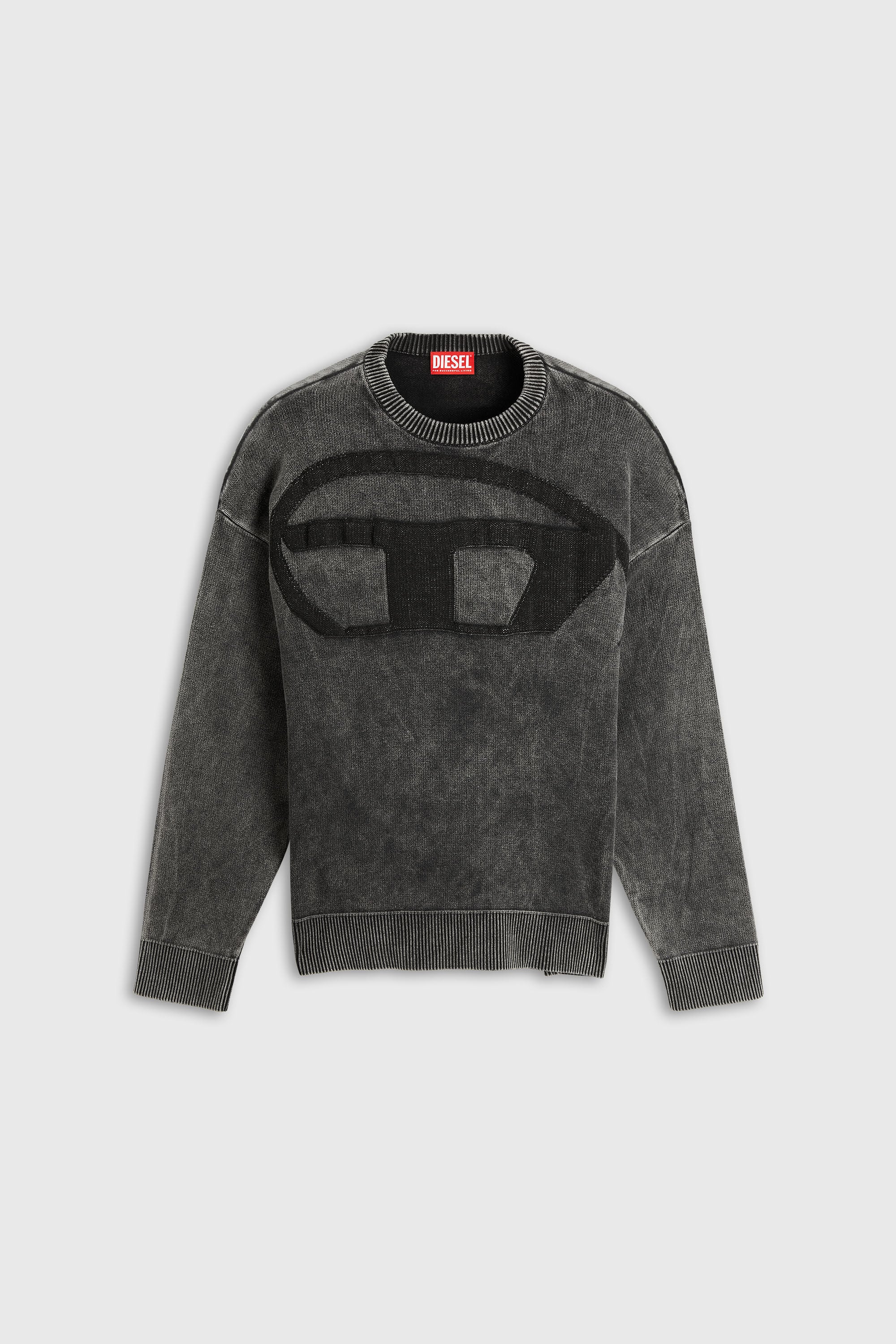 Diesel - K-UTTER, Jersey efecto denim con logo Oval D Hombre in Negro - 2
