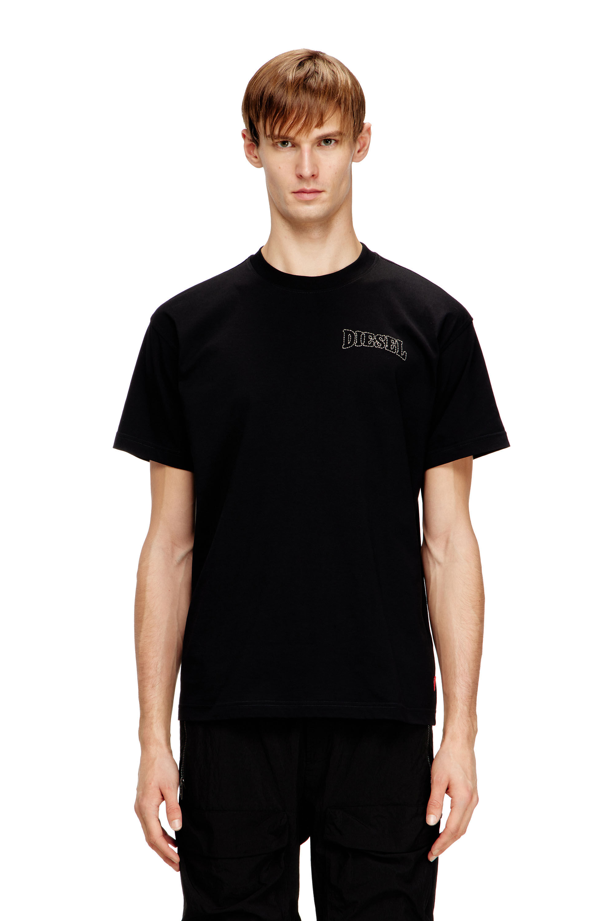 Diesel - T-NORM-V16, Camiseta de algod&oacute;n regular con bordado Diesel Hombre in Negro - 3