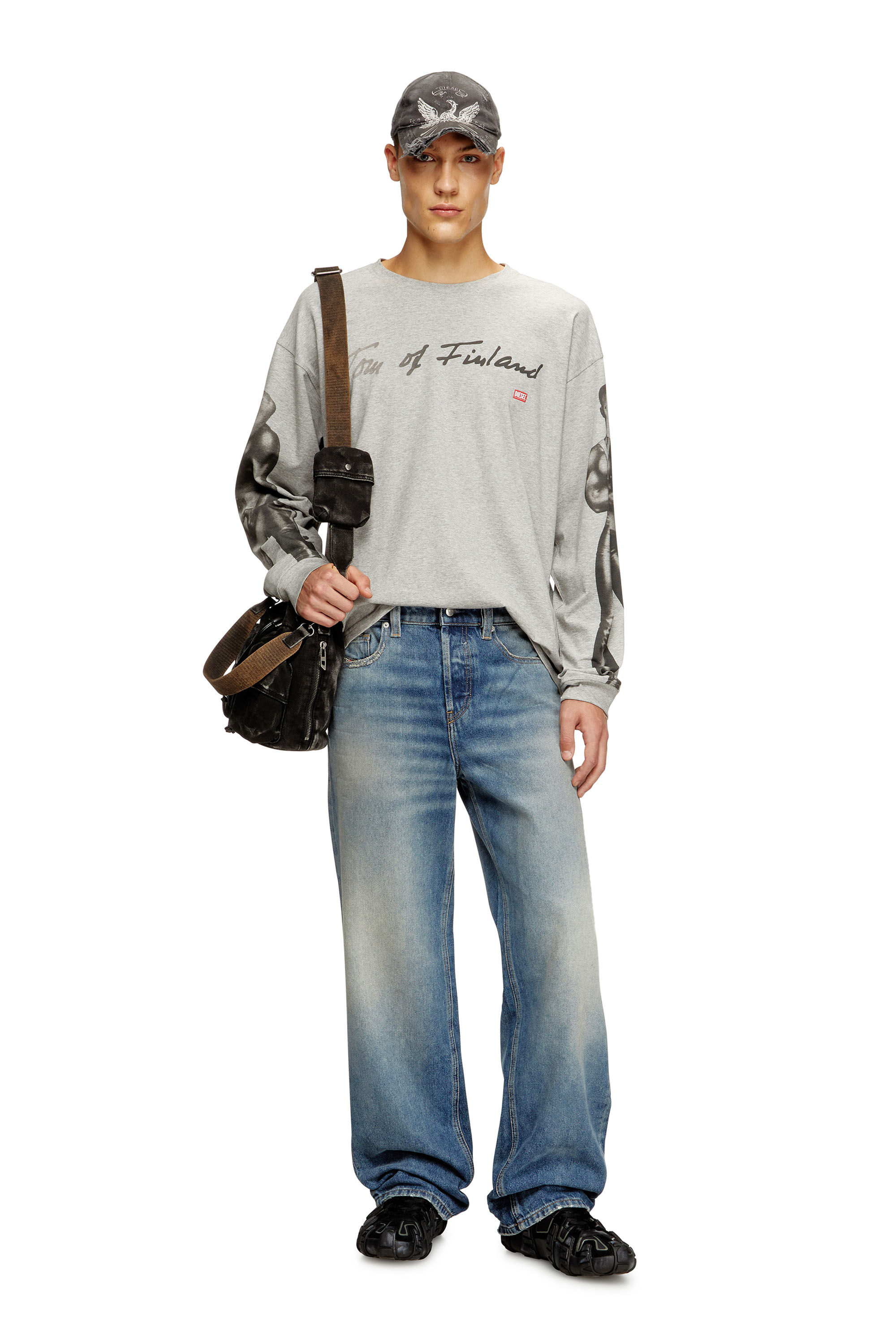 Diesel - PR-T-BOXT-LS-TOM25, Camiseta de manga larga con estampado gráfico Unisex in Gris - 1