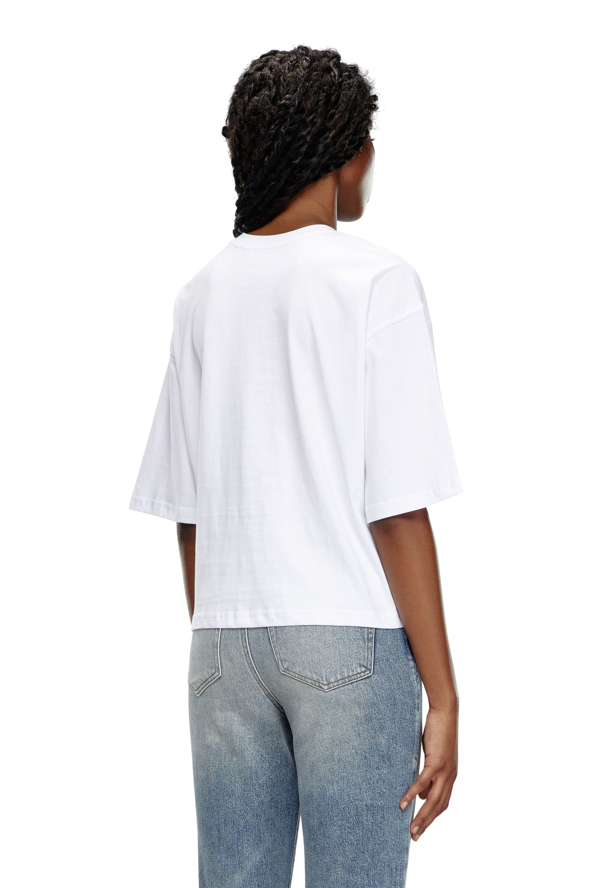Diesel - T-ROWY-OD, Mujer Camiseta boxy con D bordada in Blanco - Image 4