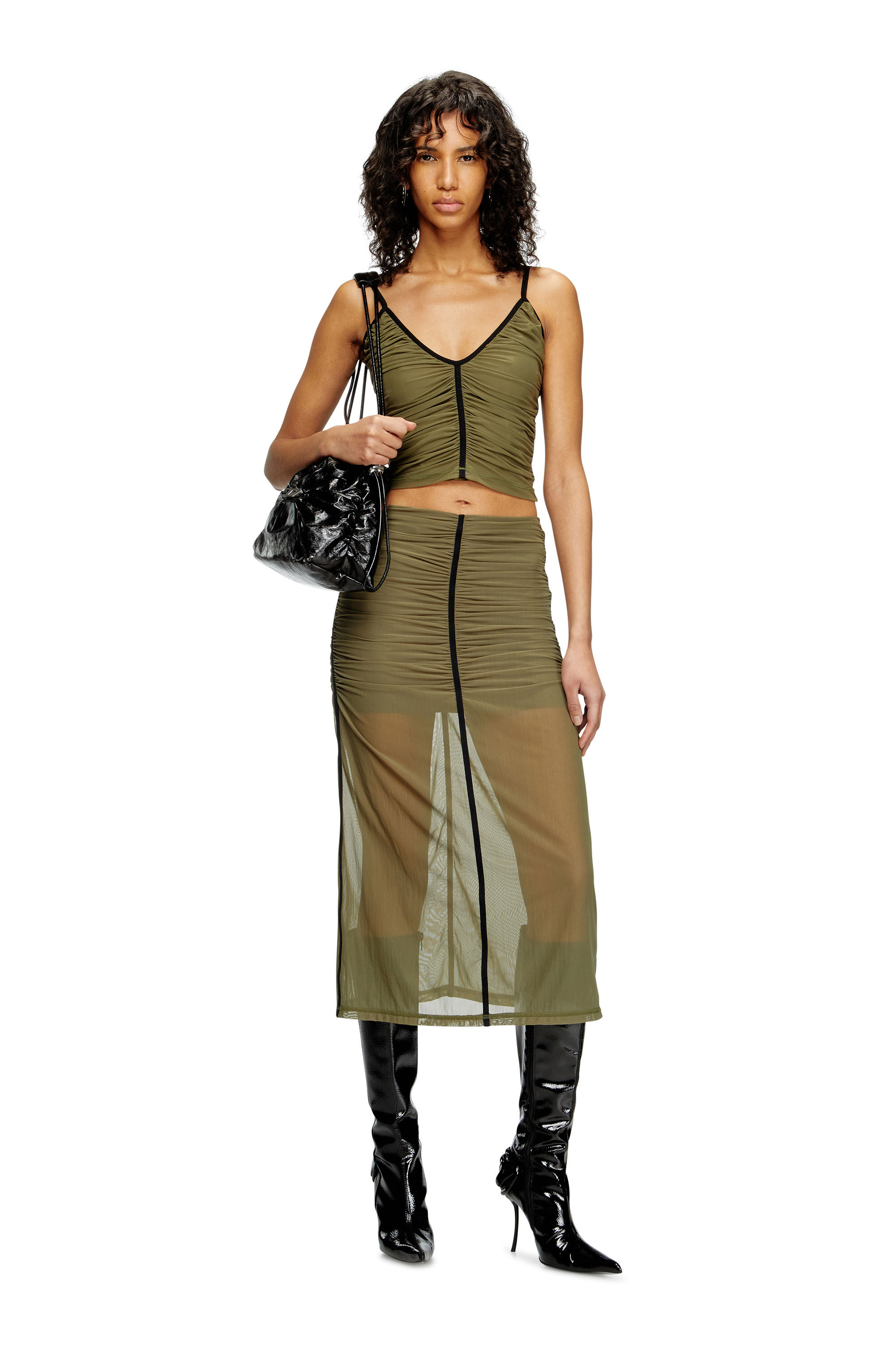 Diesel - T-AIKY, Top fruncido con tiras Mujer in Verde - 1