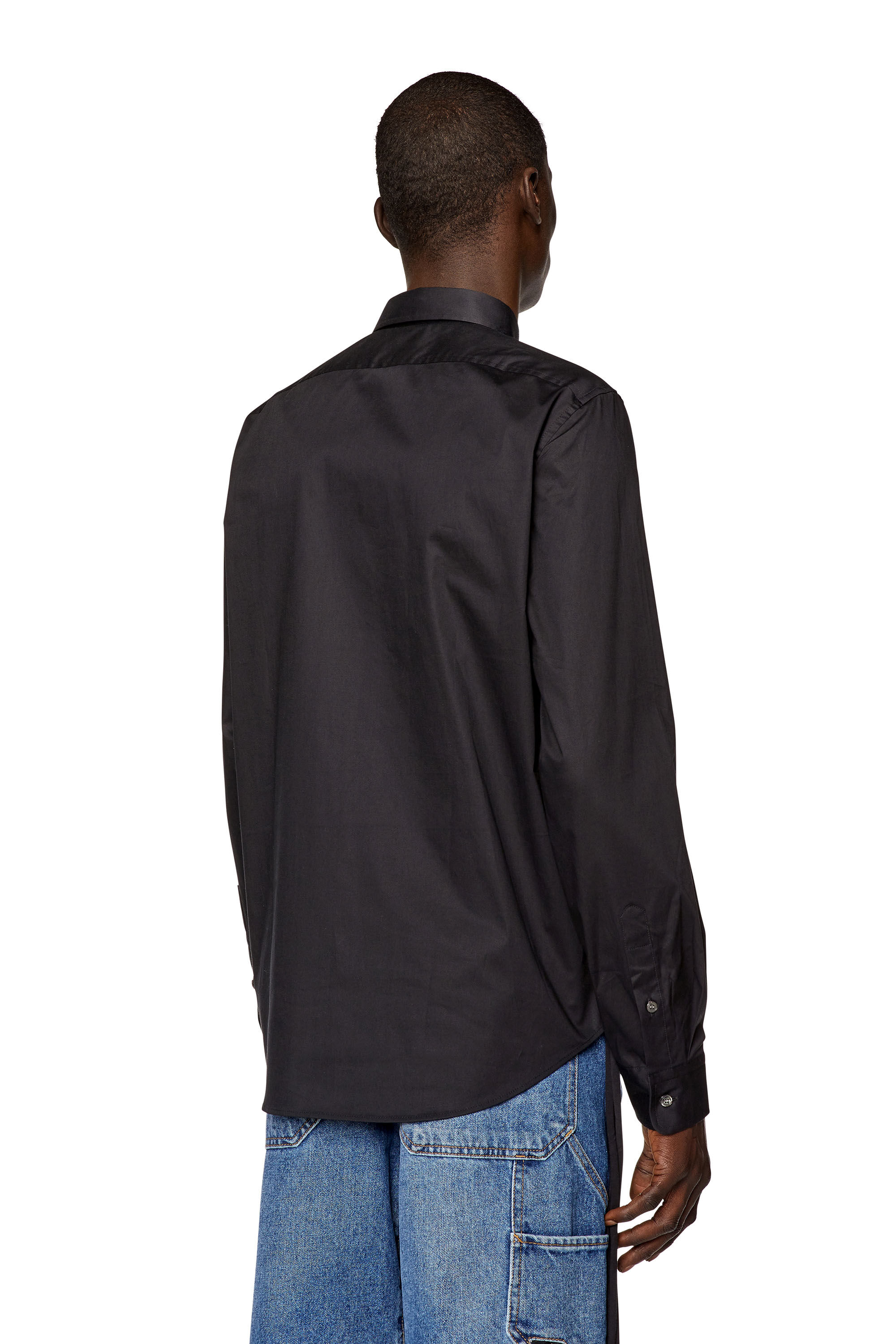 Diesel - S-BENNY-CL, Hombre Camisa de microtwill con bordado tonal in Negro - Image 4