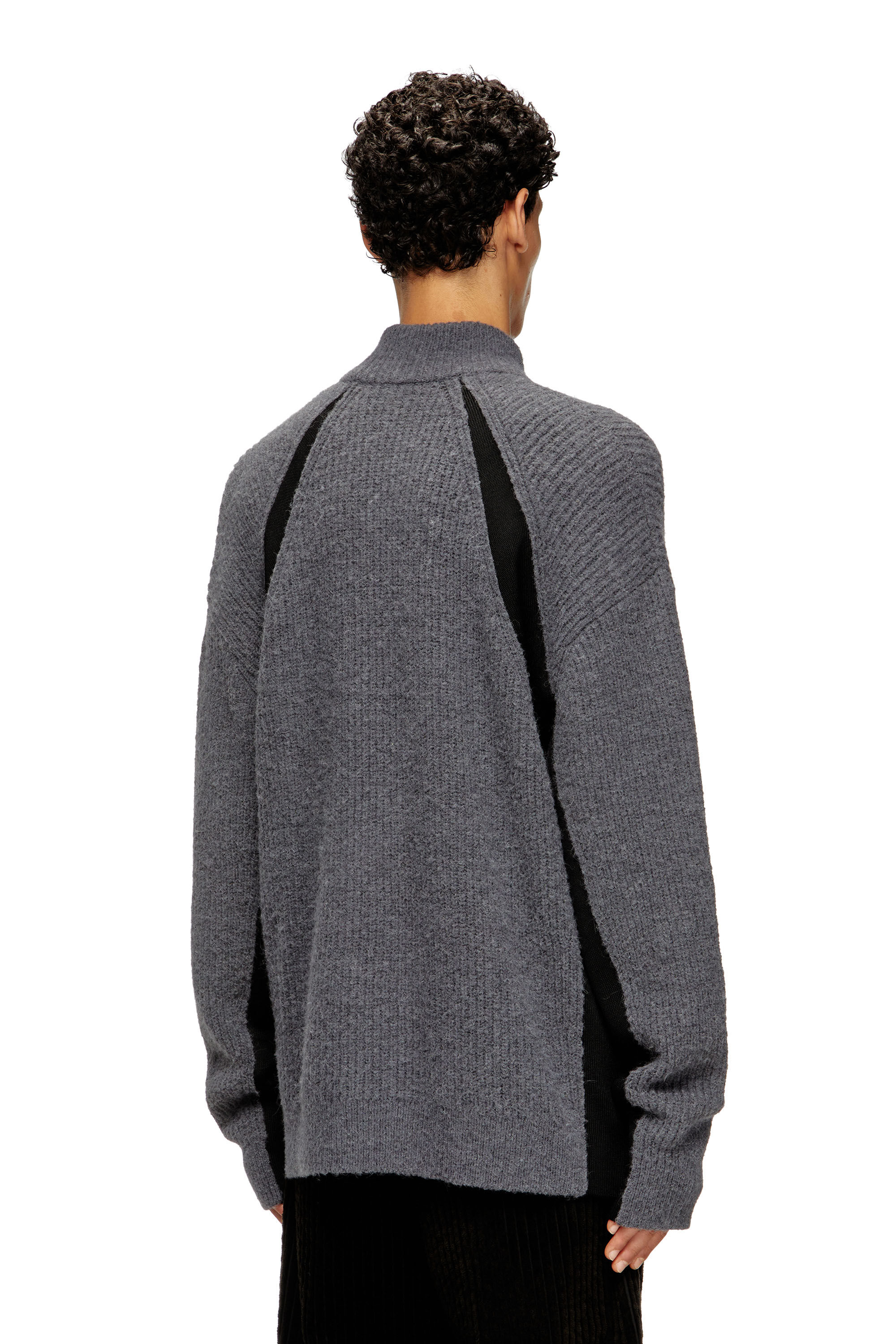 Diesel - K-LOLLO-TN, Jersey de mezcla de alpaca con inserciones de tejido contrastantes Hombre in Gris - 4