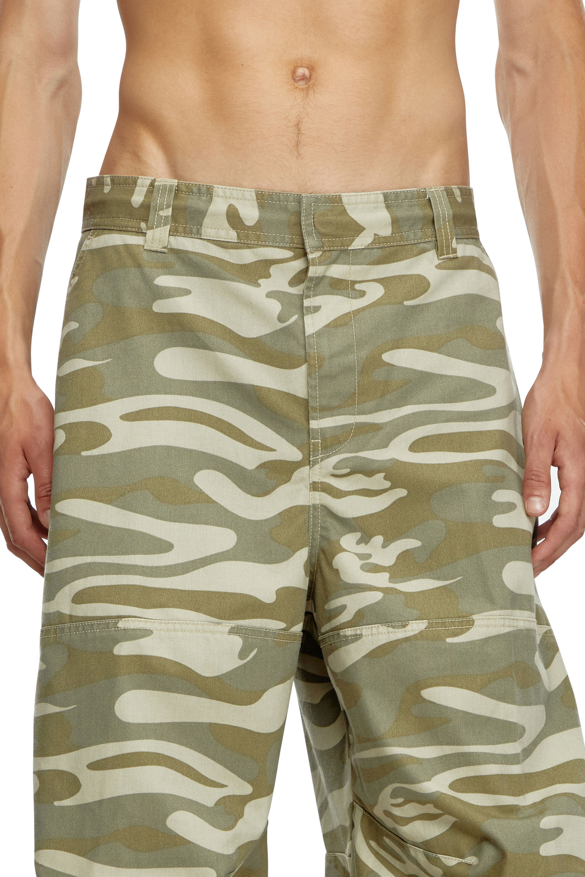 Pantalones cargo con estampado de camuflaje Hombre Verde Diesel