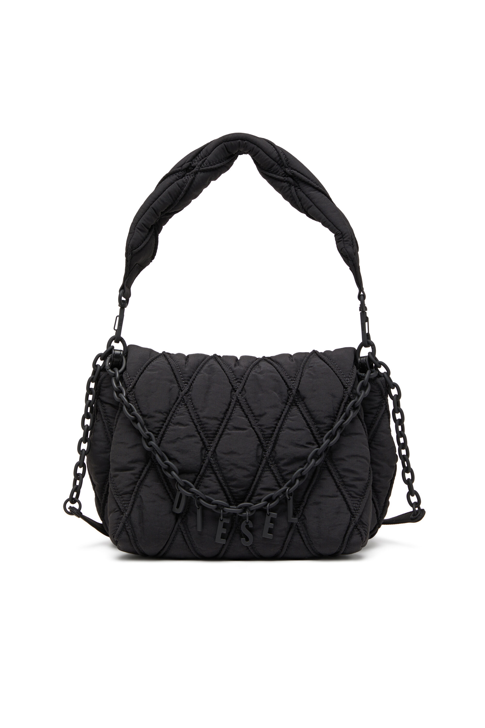 Diesel - CHARM-D SHOULDER M, Charm-D-M-Bolso de hombro de nailon acolchado Mujer in Negro - 1