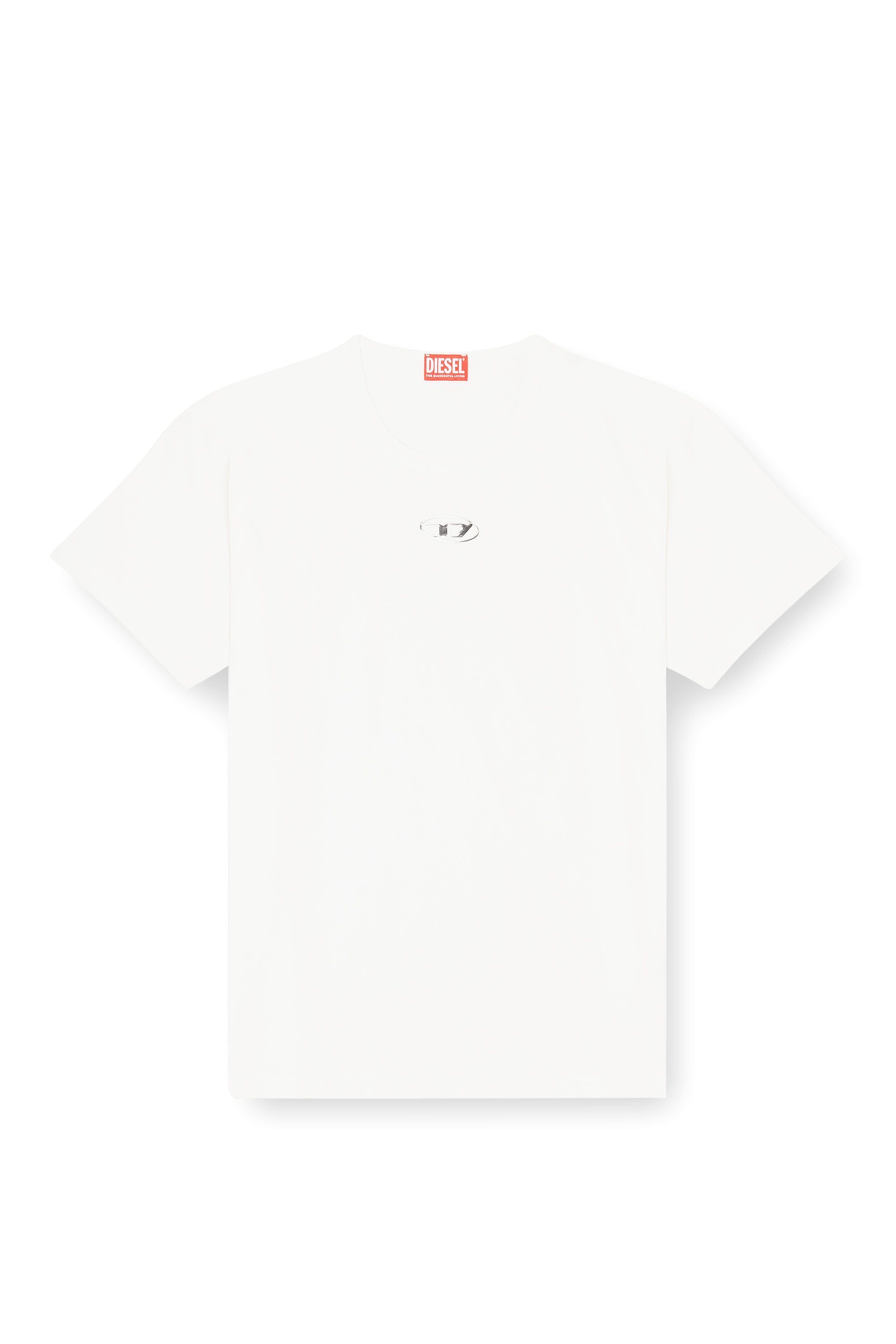 Diesel - T-NORM-IOD, Camiseta ligera de algod&oacute;n con logotipo Oval D met&aacute;lico Hombre in Blanco - 2