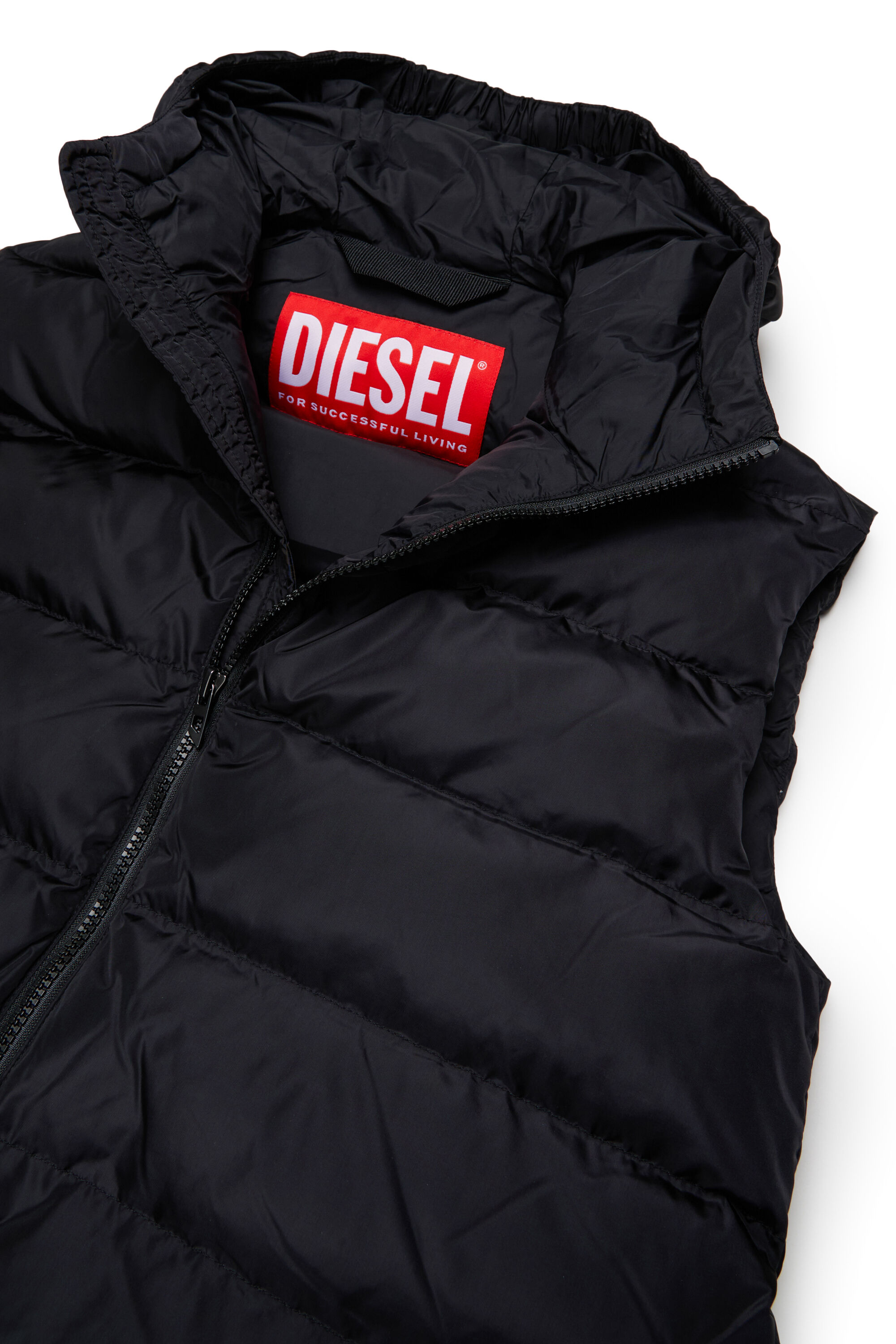 Diesel - JFENNY, Chaleco acolchado largo con capucha Mujer in Negro - 3