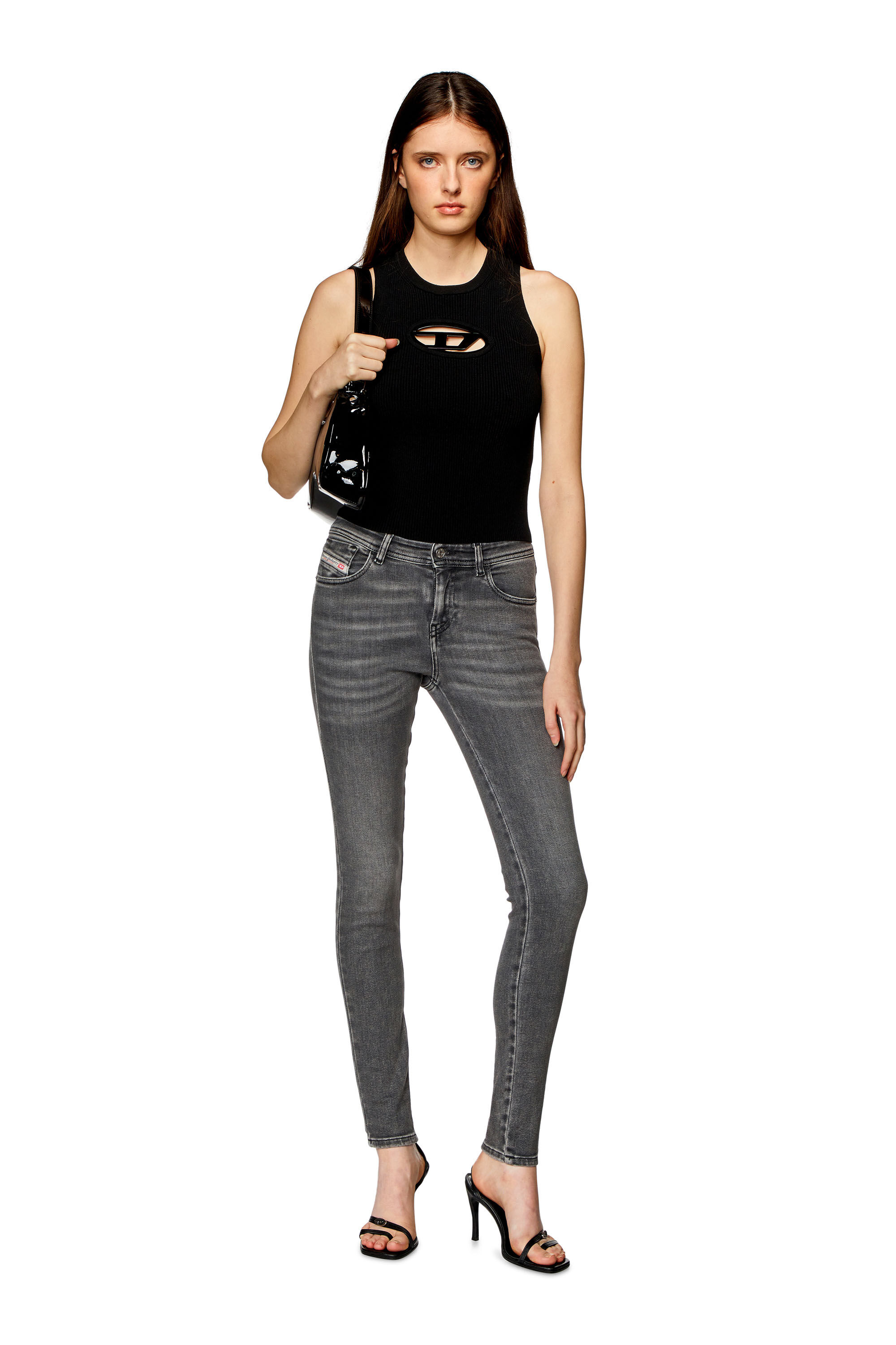 Diesel - Skinny Jeans 2017 Slandy 09H86 Mujer, Negro/Gris oscuro - 1