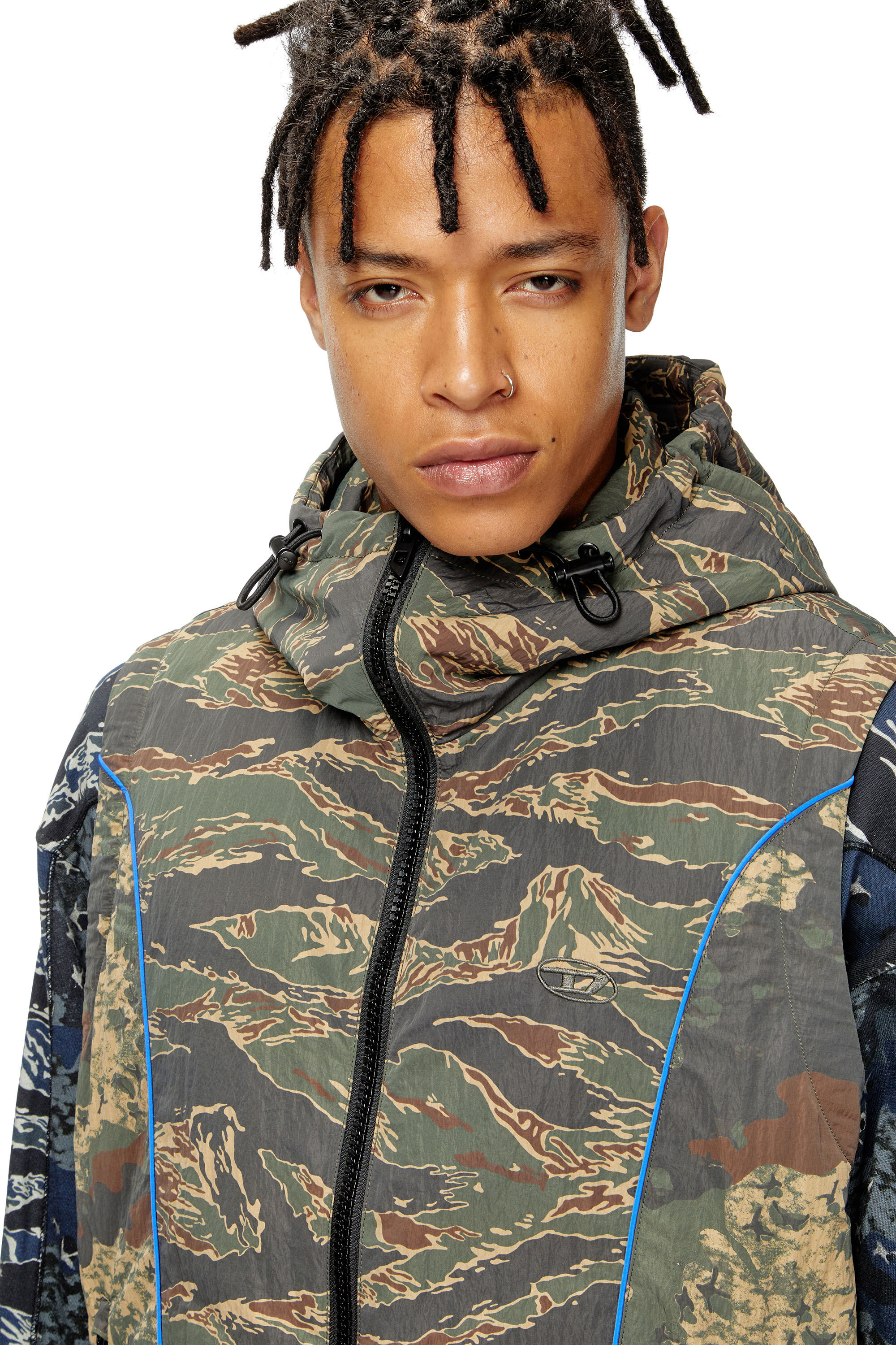 Diesel - J-OSTEND-SL-CAMU, Chaleco con capucha y mezcla de estampados de camuflaje Hombre in Multicolor - 5