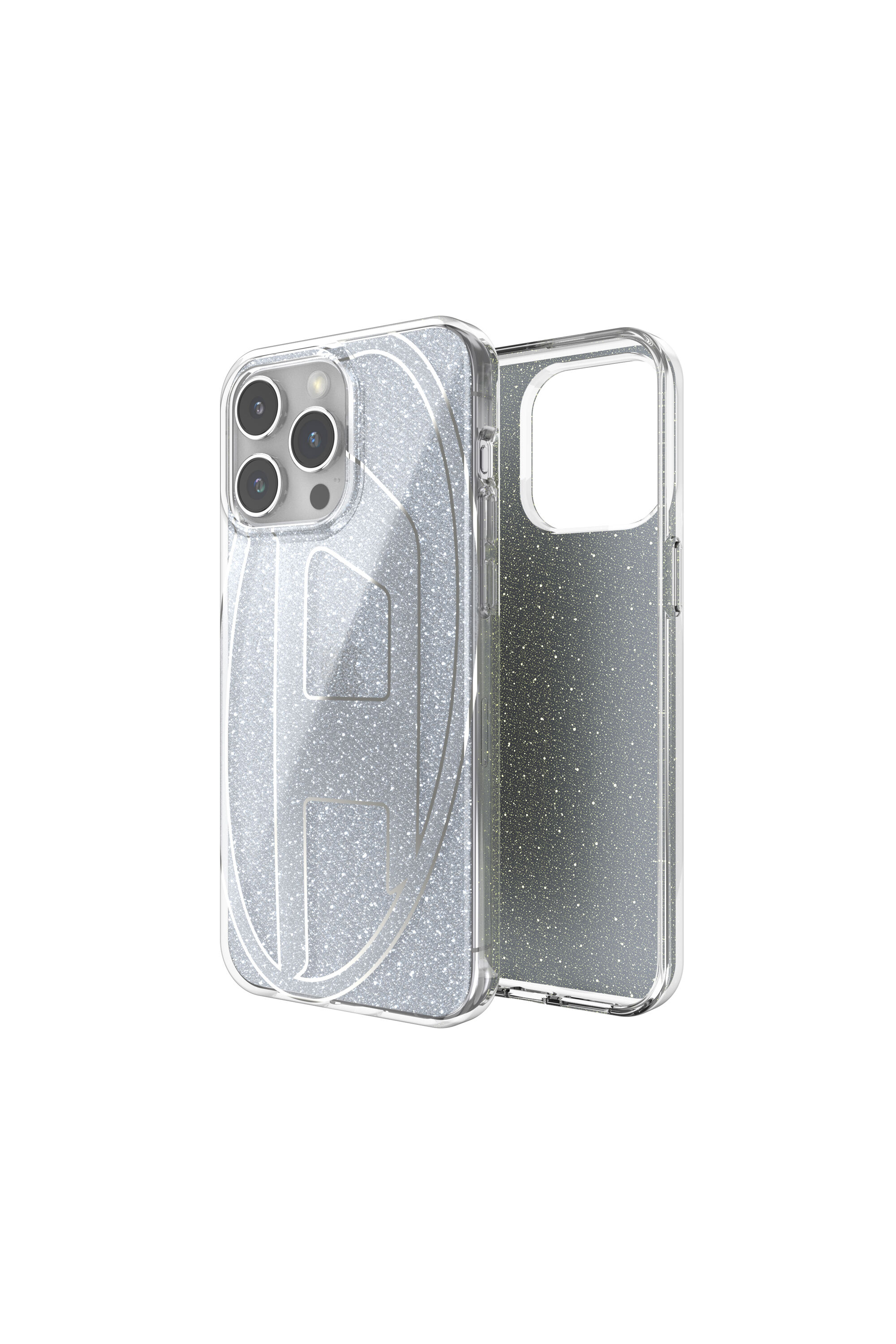 Diesel - 60033 AOP CASE, Funda glitter por iP 15 Pro Max Unisex in Plateado - 1