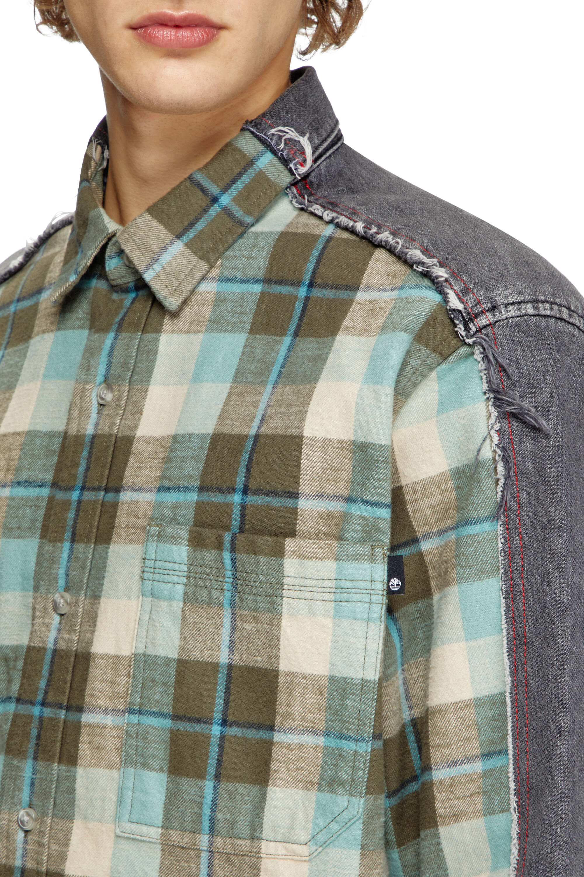 Diesel - Shirt Dieseloves 2B, Unisex's Check and denim shirt in Green/Black - 4