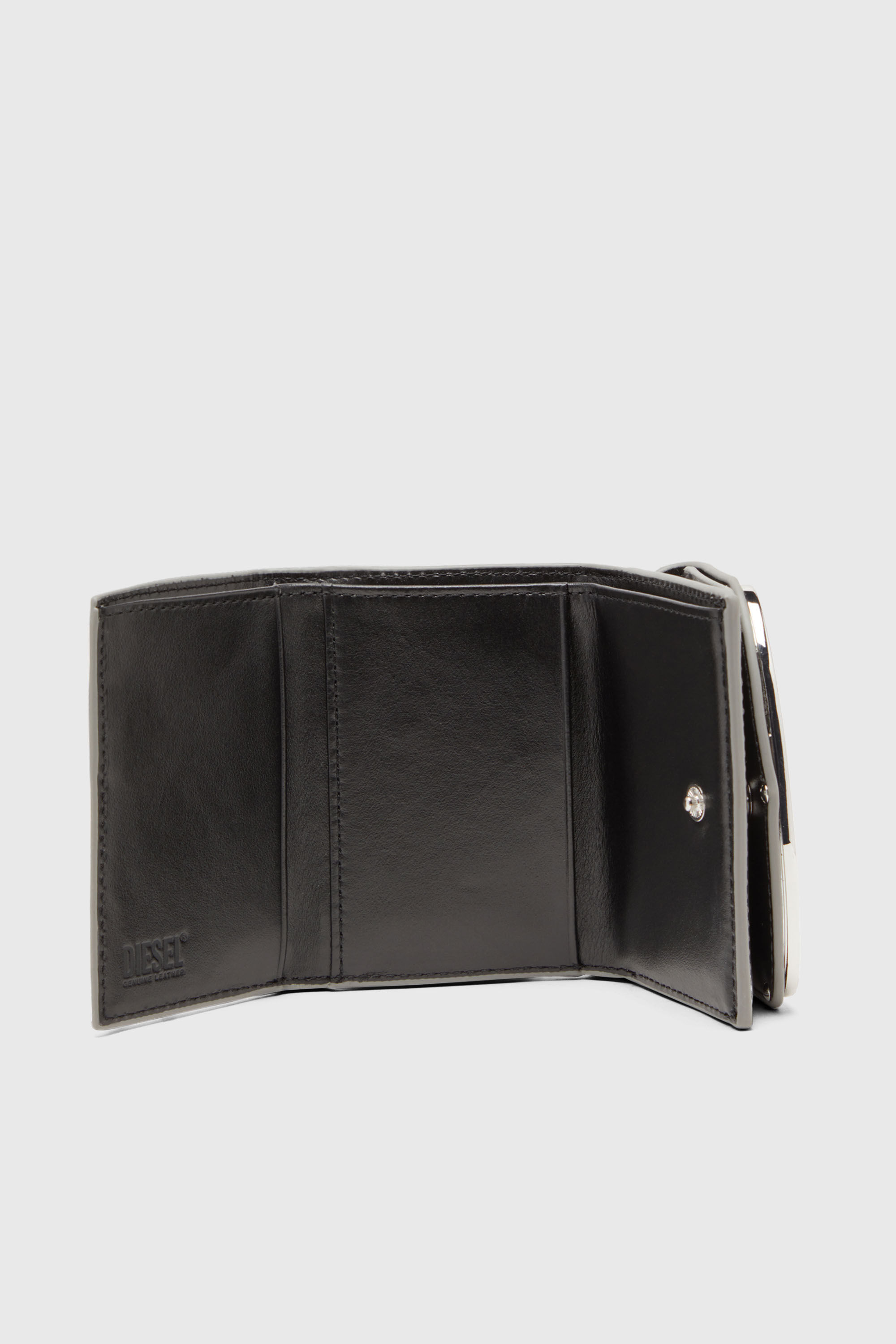 Diesel - 1DR TRI FOLD COIN XS II, Cartera que se pliega en tres de cuero espejado Mujer in Plateado - 3