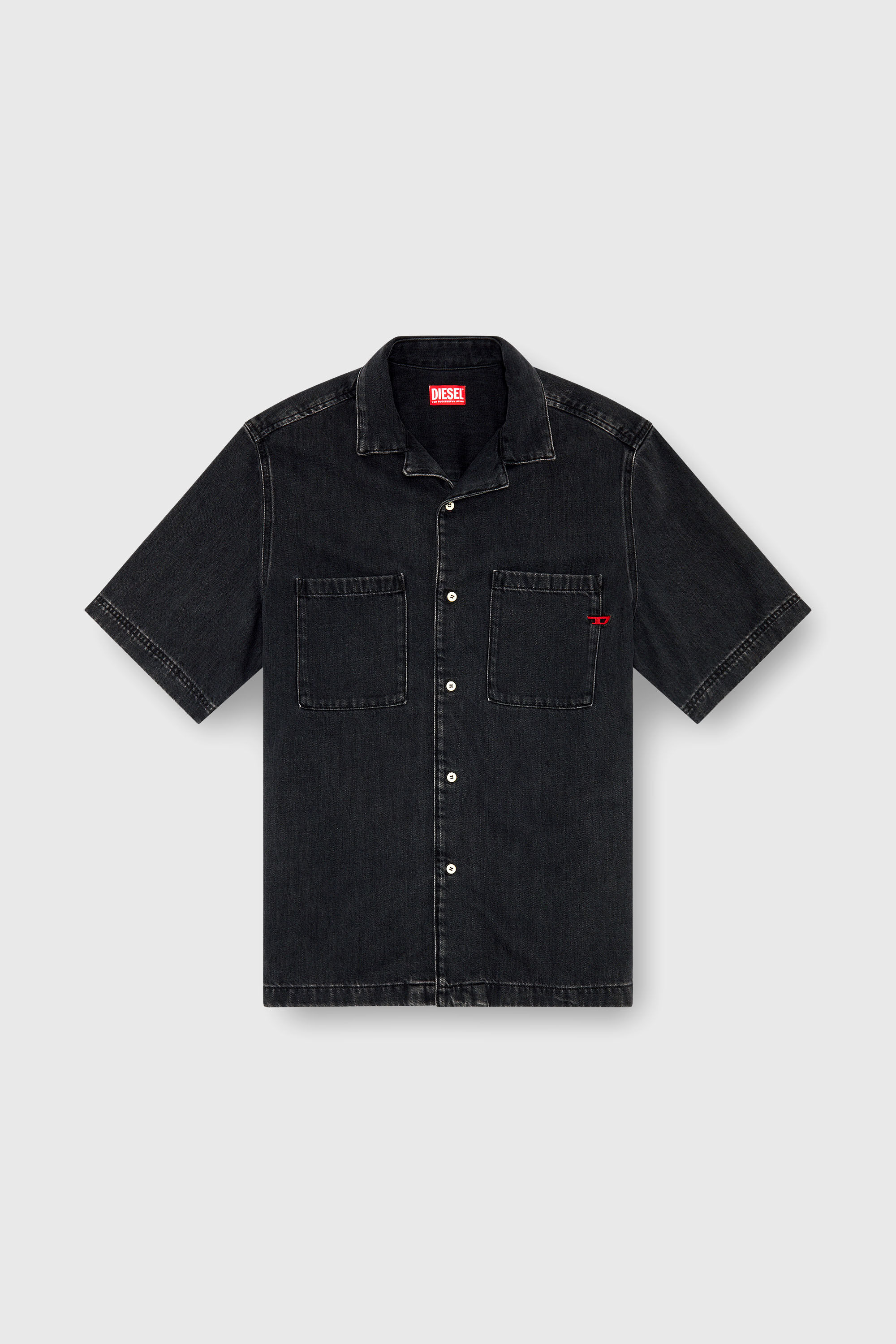 Diesel - D-PAROSHORT, Camisa de bolos en denim Hombre in Negro - 2