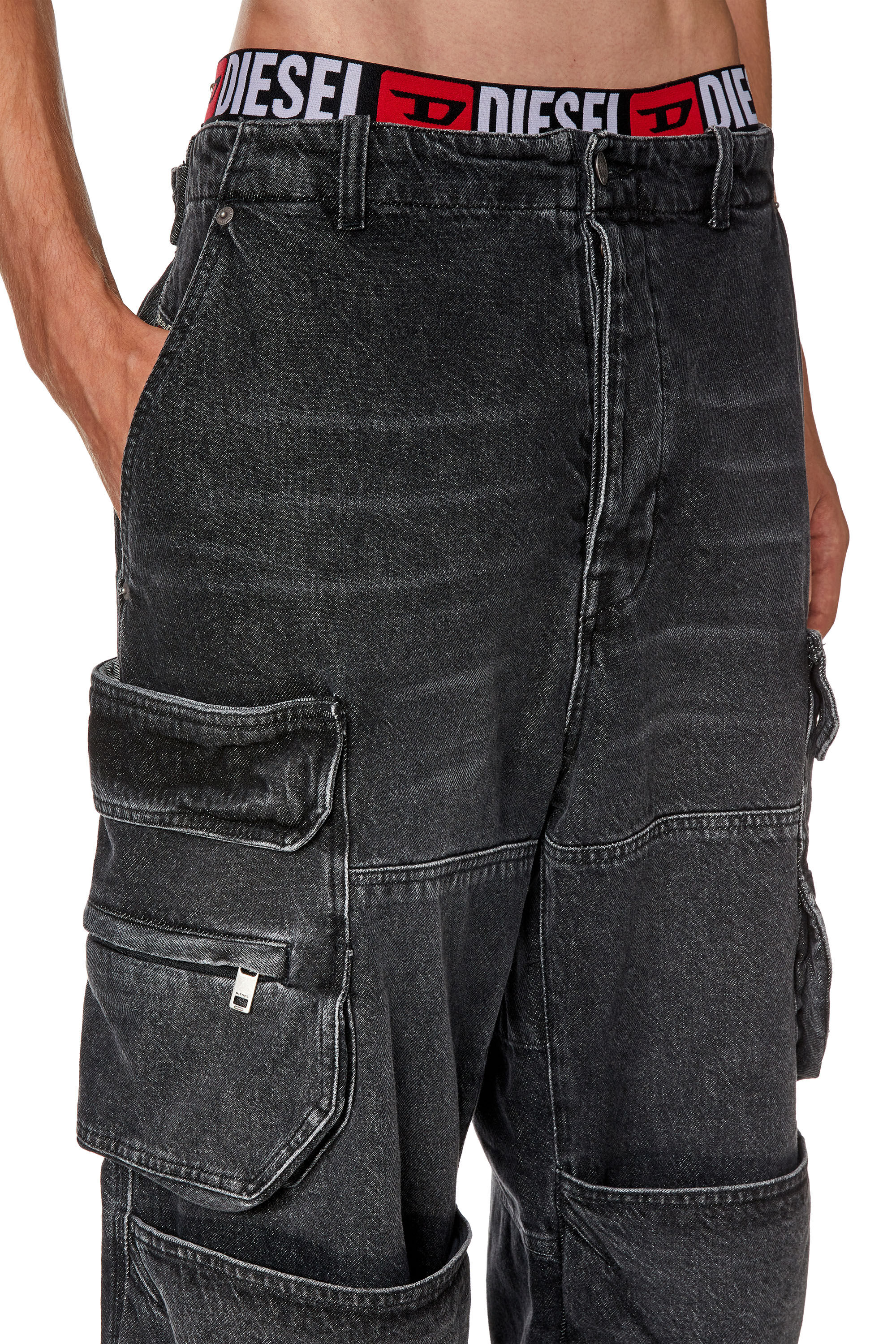 Diesel - Straight Jeans D-Fish 0HLAA, Negro/Gris oscuro - Image 5