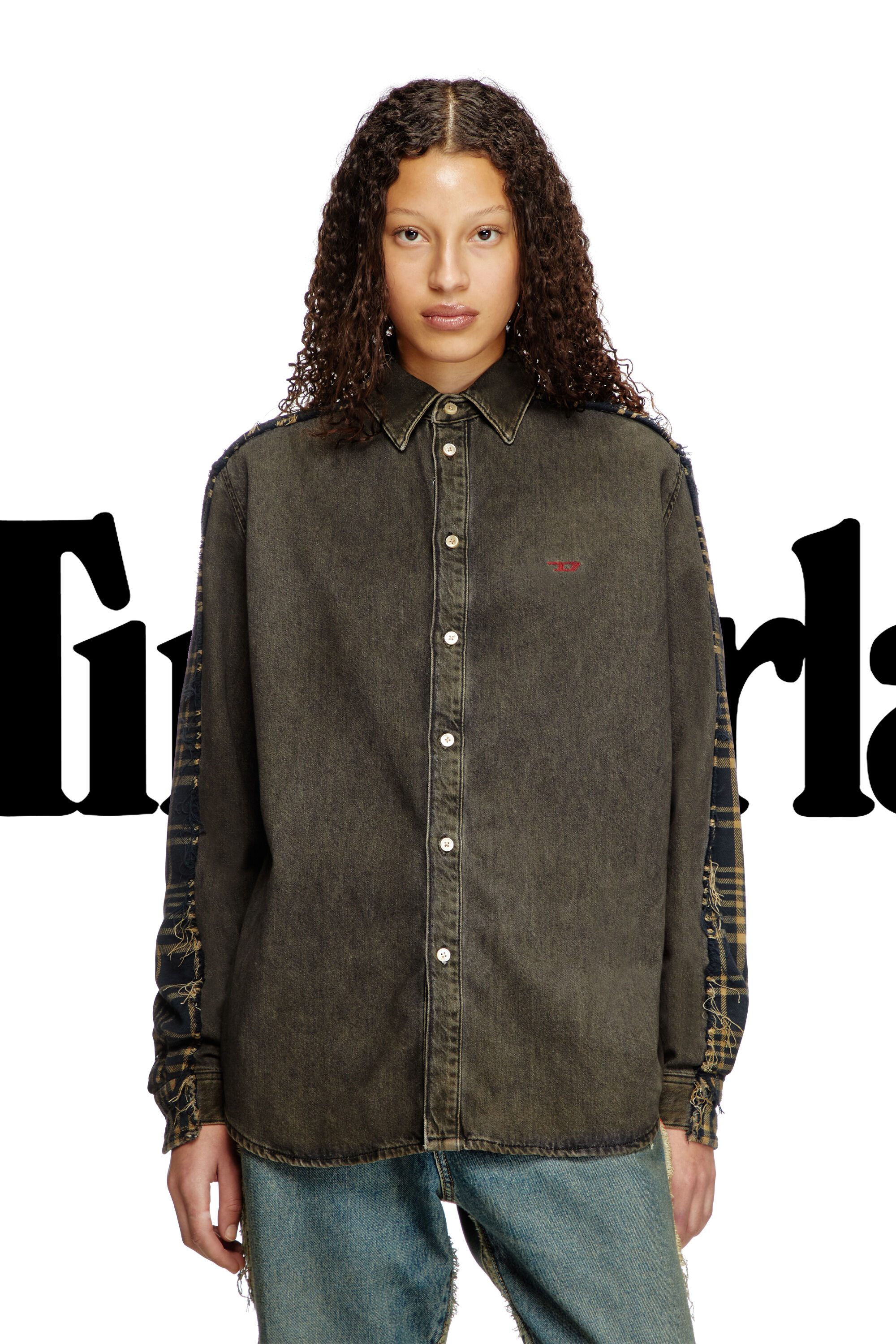 Diesel - Shirt Dieseloves 5A, Camisa de denim sobreteñido y cuadros Unisex in Multicolor - 3