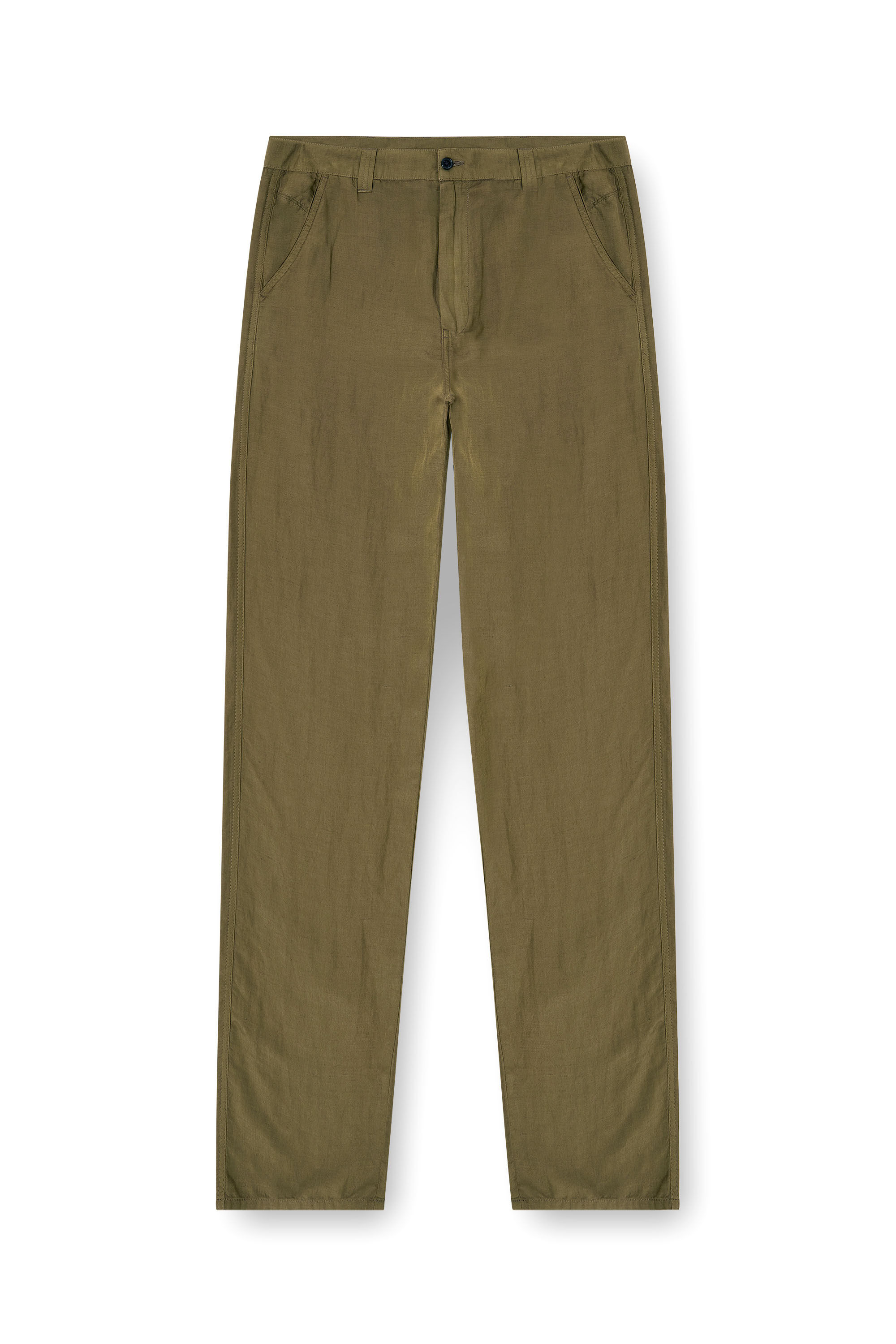 Diesel - P-HANT-CHINO-PGBS, Pantalones de mezcla de lino con pierna ancha Hombre in Verde - 2