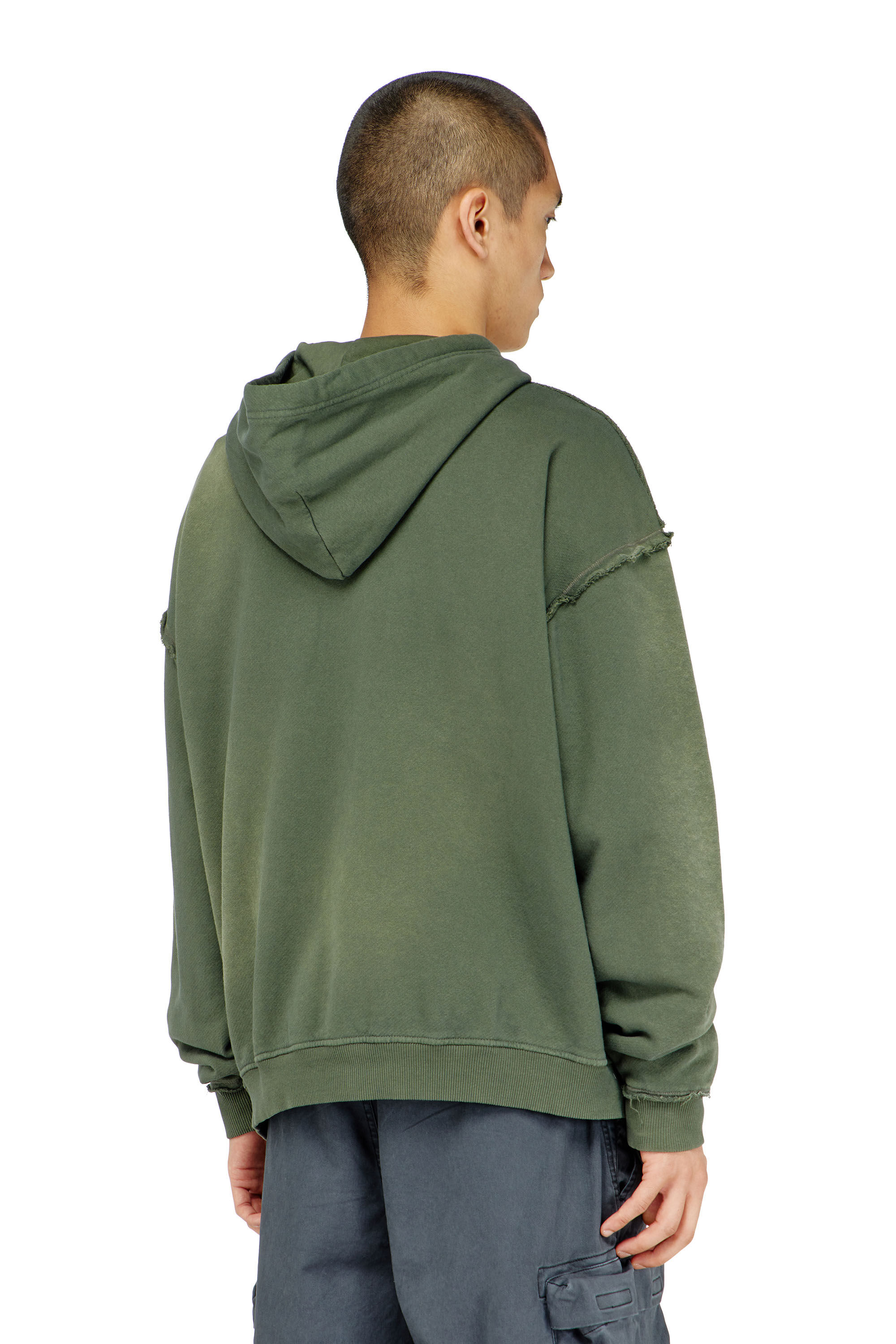 Diesel - S-POCK-HOOD, Sudadera de algod&oacute;n descolorida con detalles deshilachados Hombre in ToBeDefined - 4