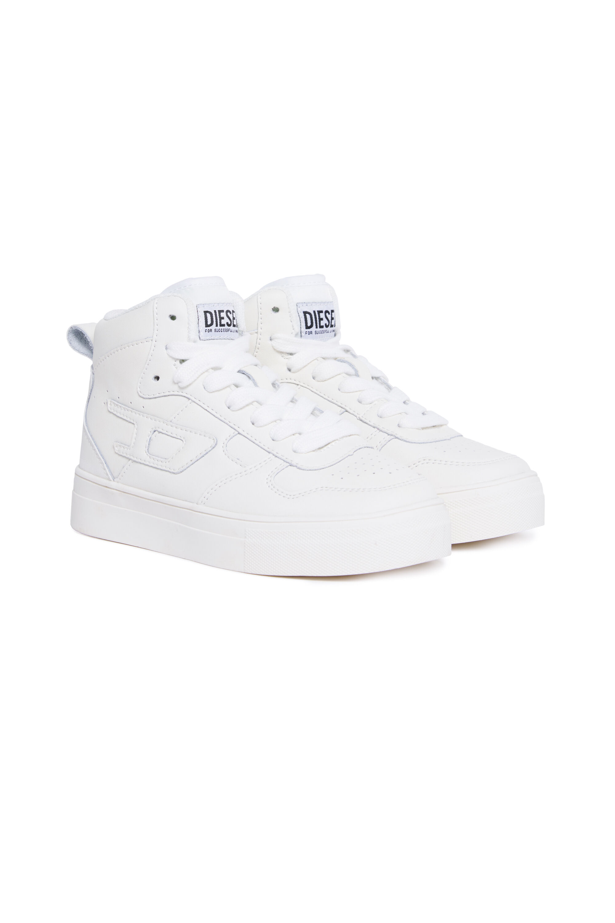 Diesel - S-UKIYO MID 2.0., Deportivas altas de cuero perforado Unisex in Blanco - 2