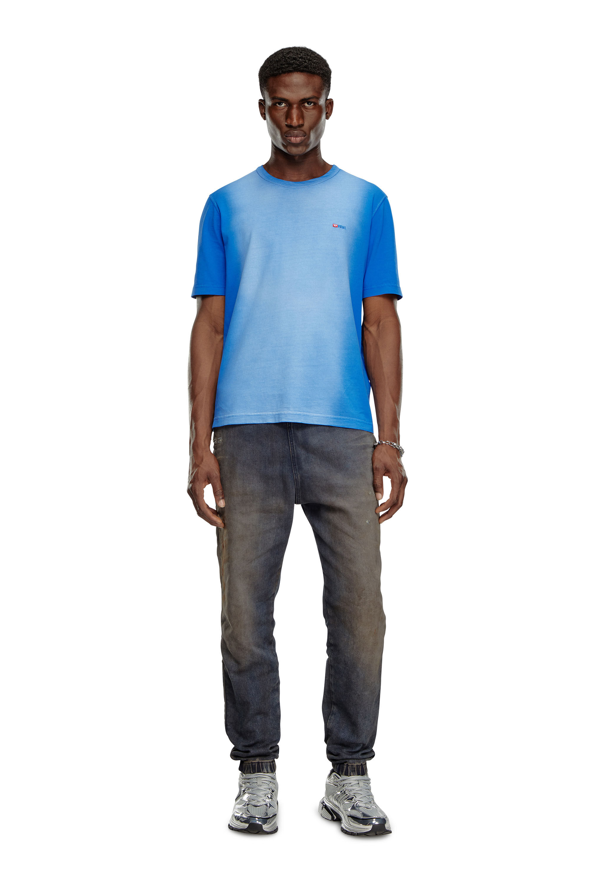 Diesel - T-ADJUST-Q2, Hombre Camiseta en tejido de algodón rociado in Azul marino - Image 1