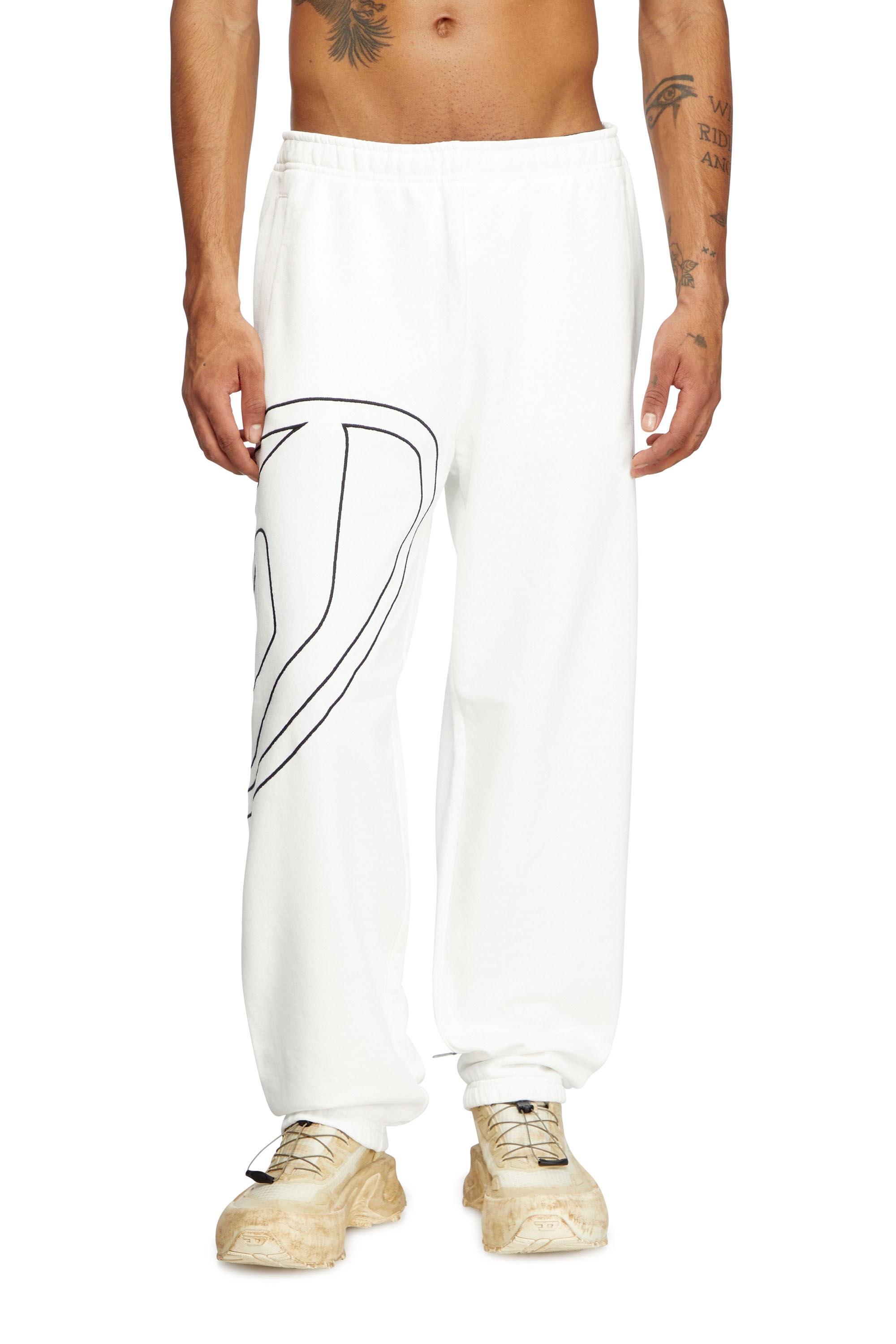 Diesel - P-MARKY-MEGOVAL-D, Pantalones deportivos con oval D extragrande Hombre in Blanco - 3