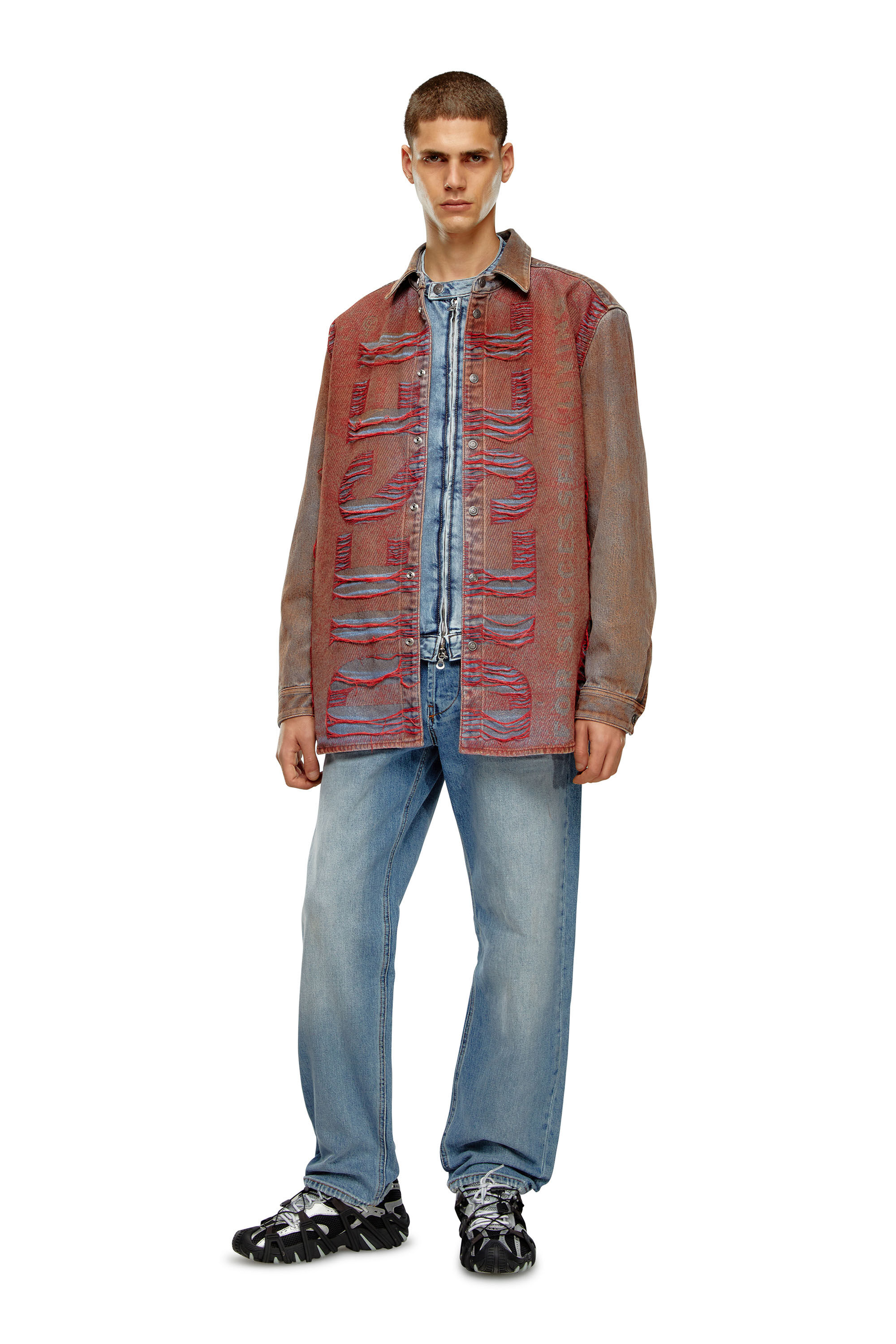 Diesel - D-SIMPLY-OVER-S, Camisa de denim con logotipo en jacquard Hombre in Multicolor - 1
