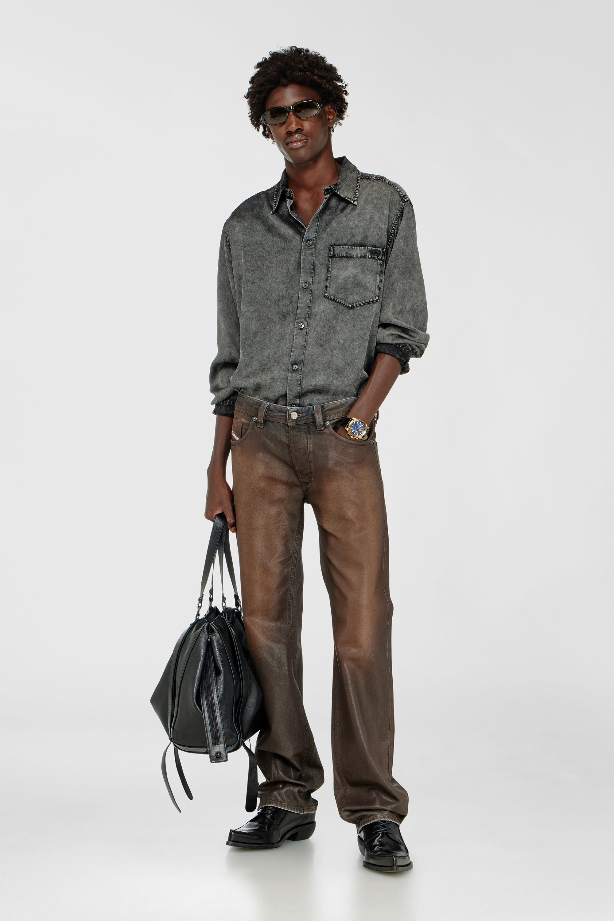 Diesel - S-SIMPLY-NIBC, Camisa fluida de viscosa efecto denim Hombre in ToBeDefined - 1