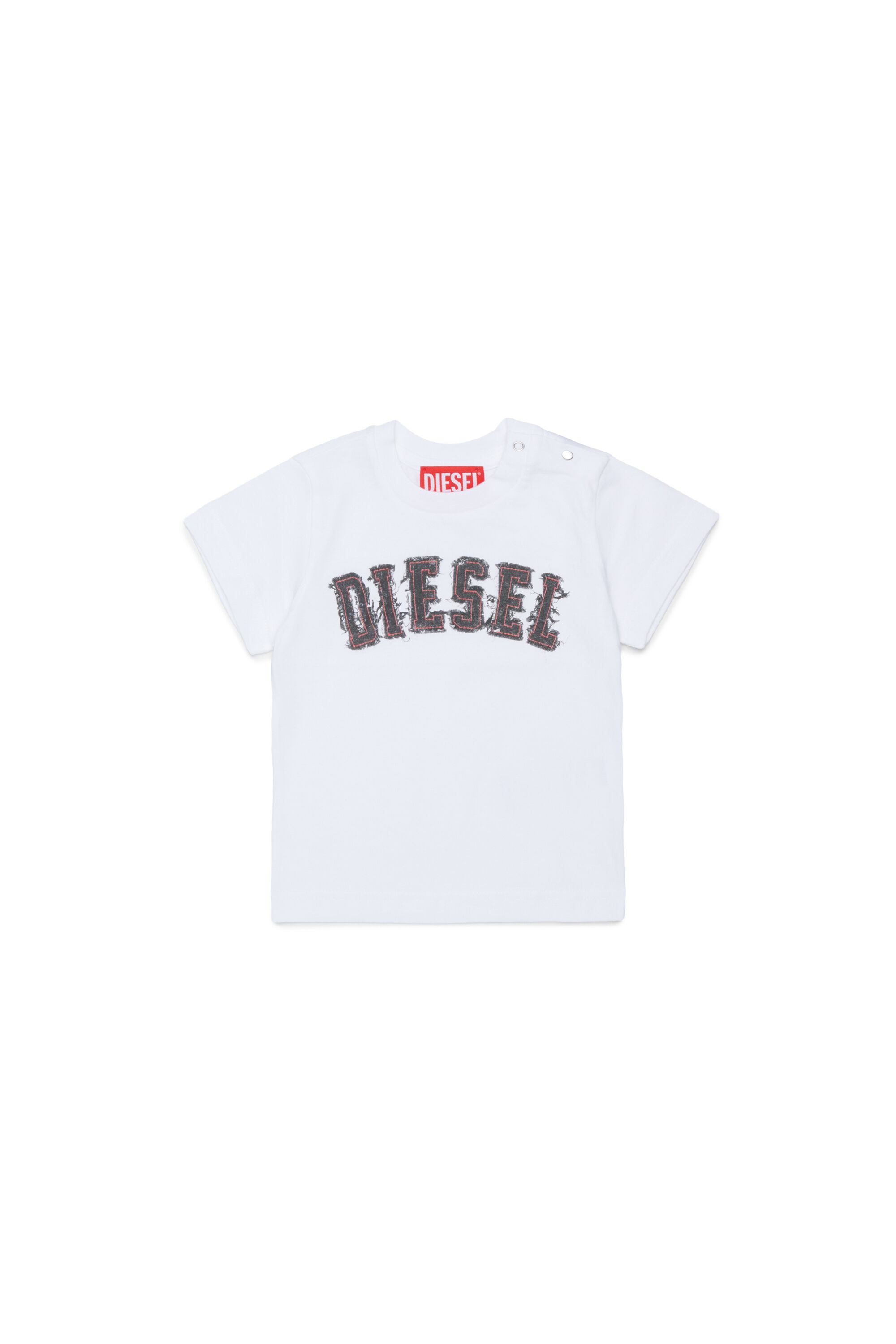 Diesel - TEANSB, Camiseta de algod&oacute;n con logo efecto deshilachado Hombre in Blanco - 1