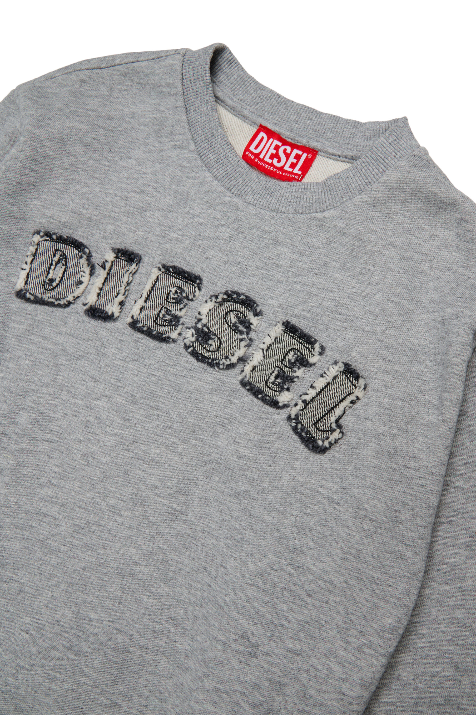 Diesel - SJEANS OVER, Sudadera con letras del logo deshilachadas Hombre in Gris - 3