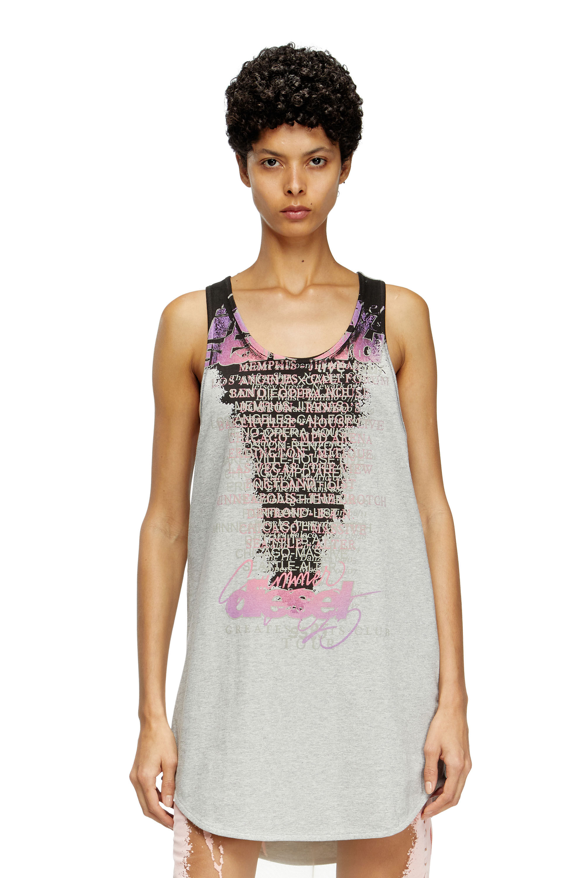 Diesel - T-SHAN, Camiseta de tirantes con estampado de letras de canciones Unisex in Gris - 6
