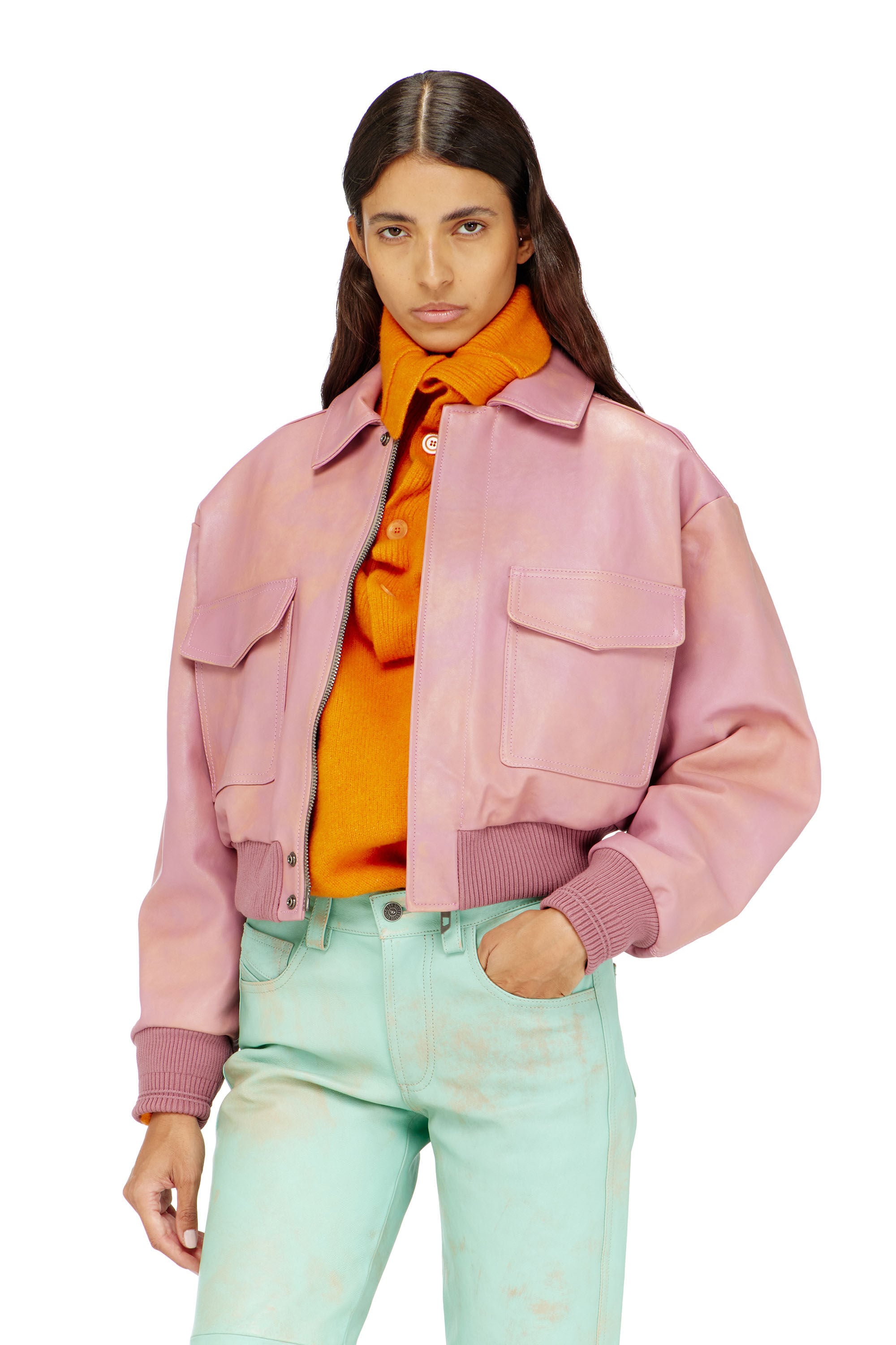 Diesel - L-AVIA, Chaqueta aviador de cuero tratado Mujer in ToBeDefined - 2