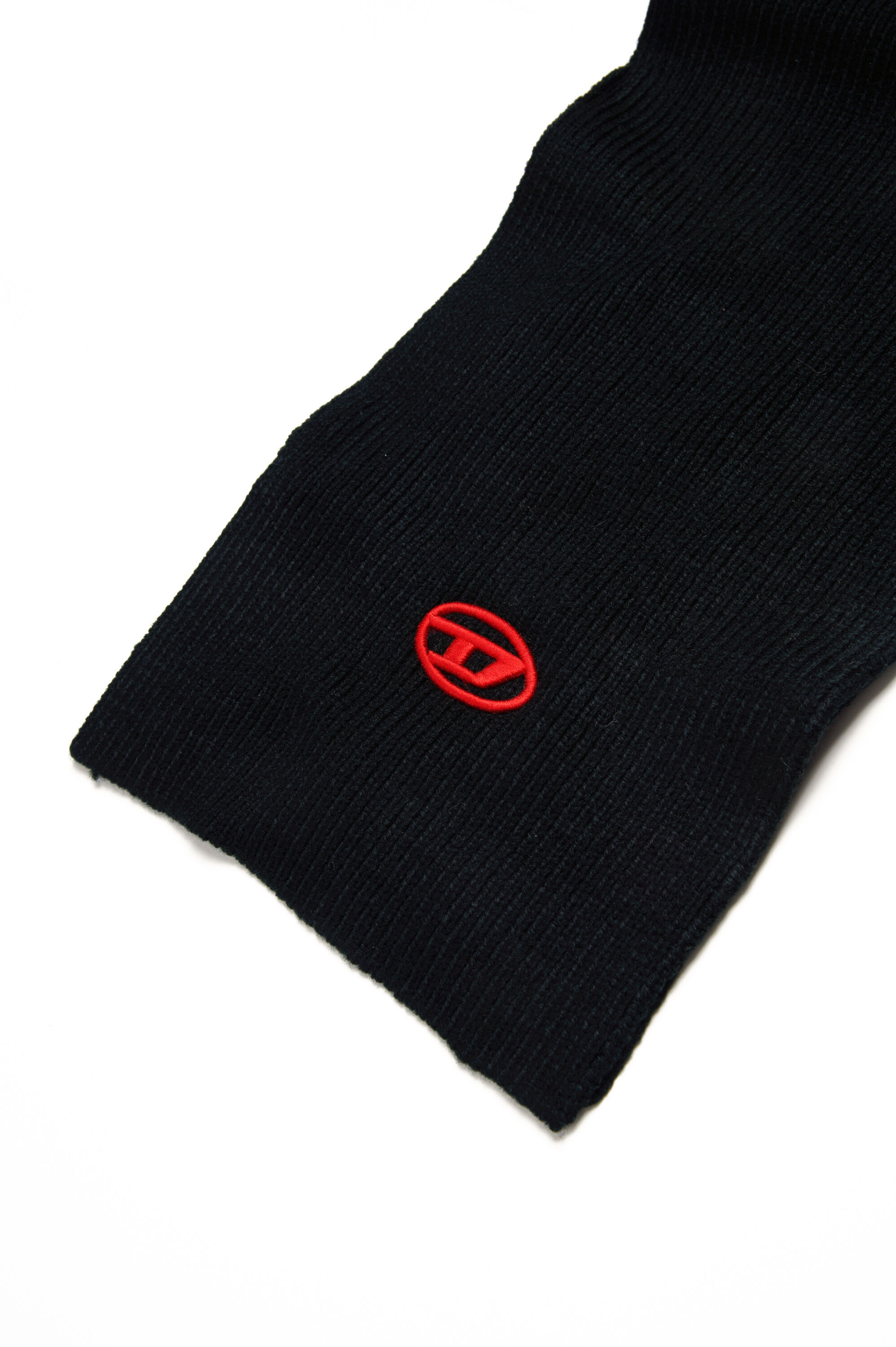 Diesel - RCODERTO, Unisex's Knitted scarf with Oval D embroidery in Black - 3