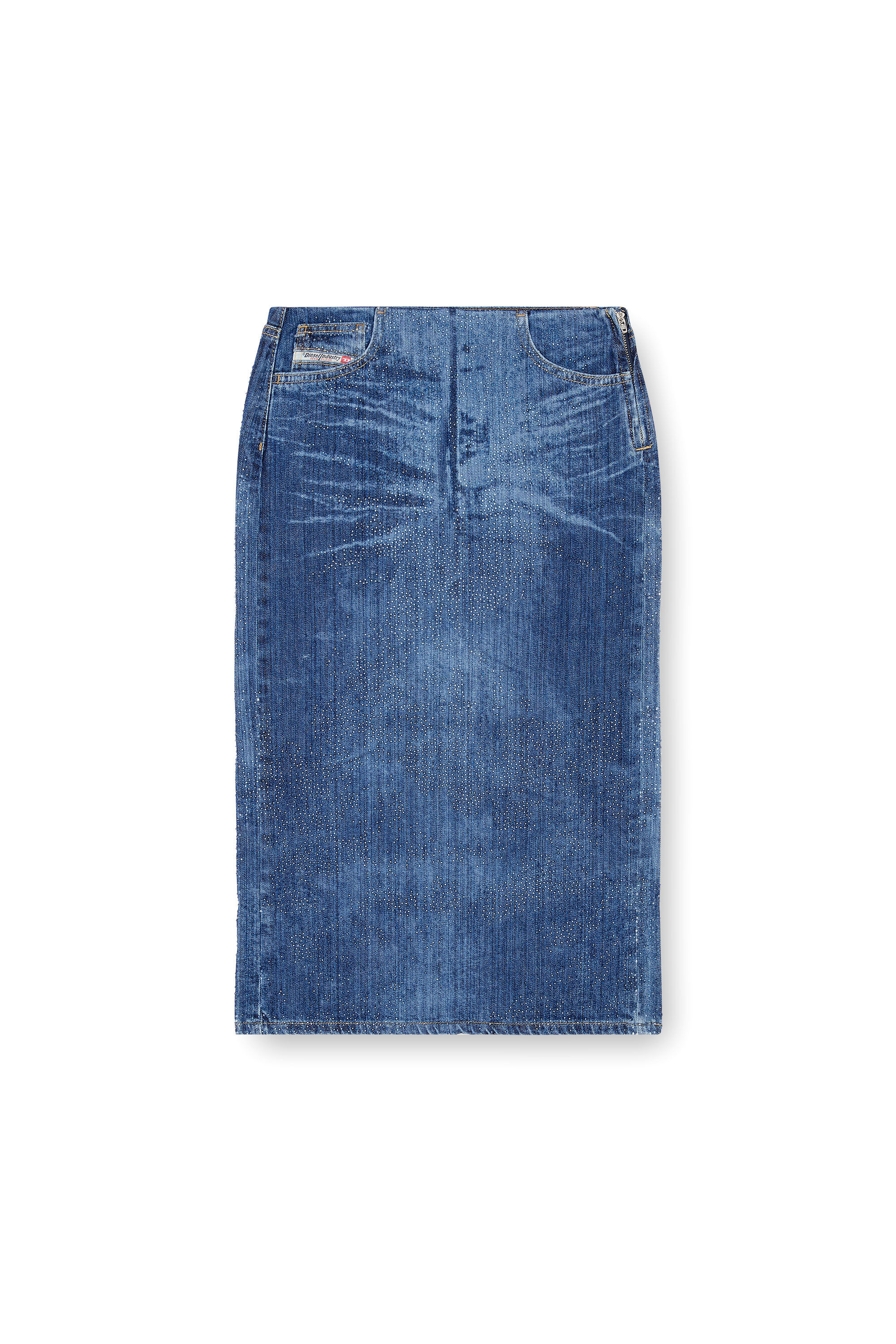 Diesel - DE-PRA-S3, Falda l&aacute;piz de denim con piedras Mujer in Azul marino - 2