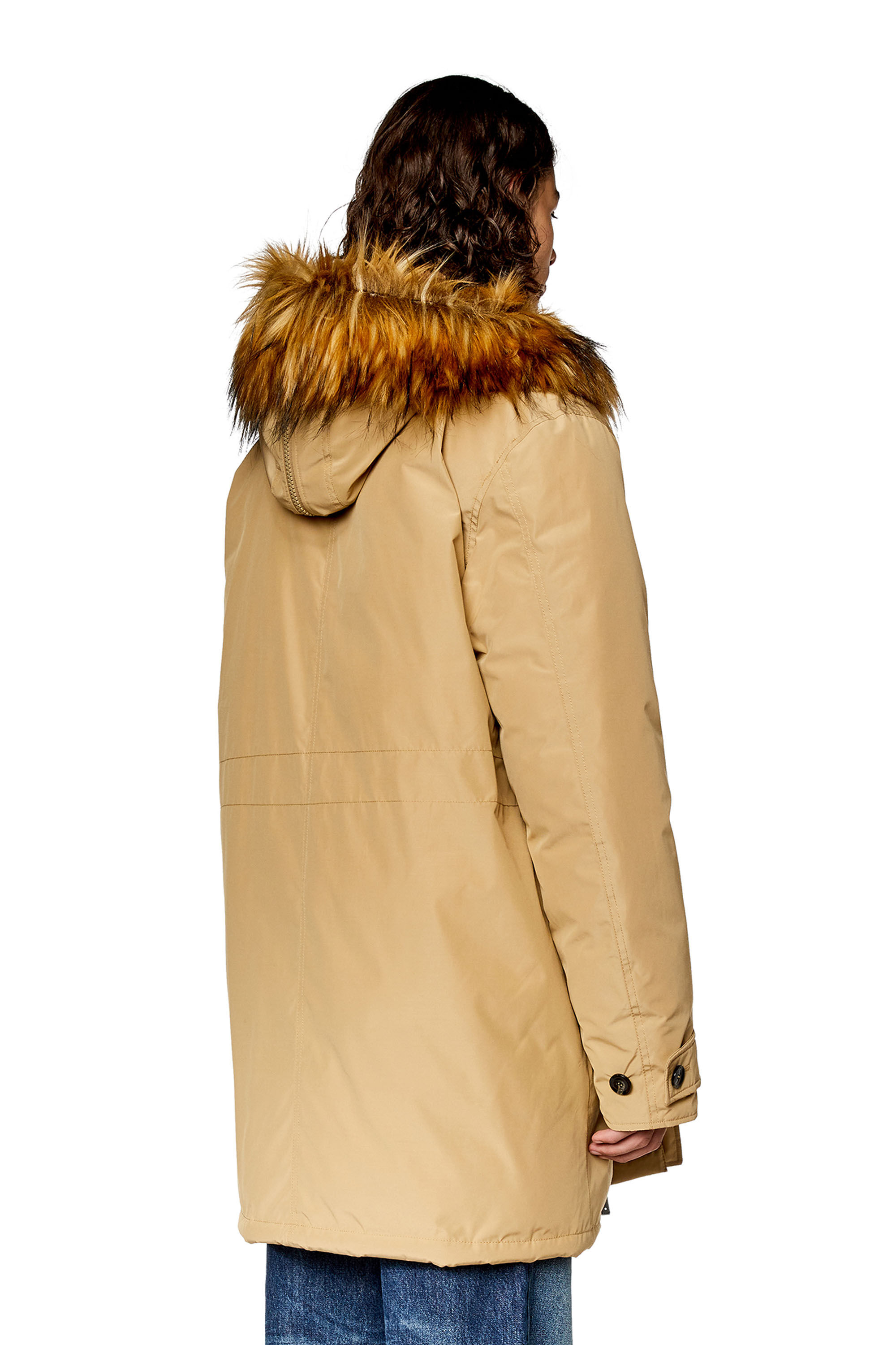 Diesel - W-JORGY, Parka acolchada con ribete mullido en la capucha Hombre in Marrón - 4