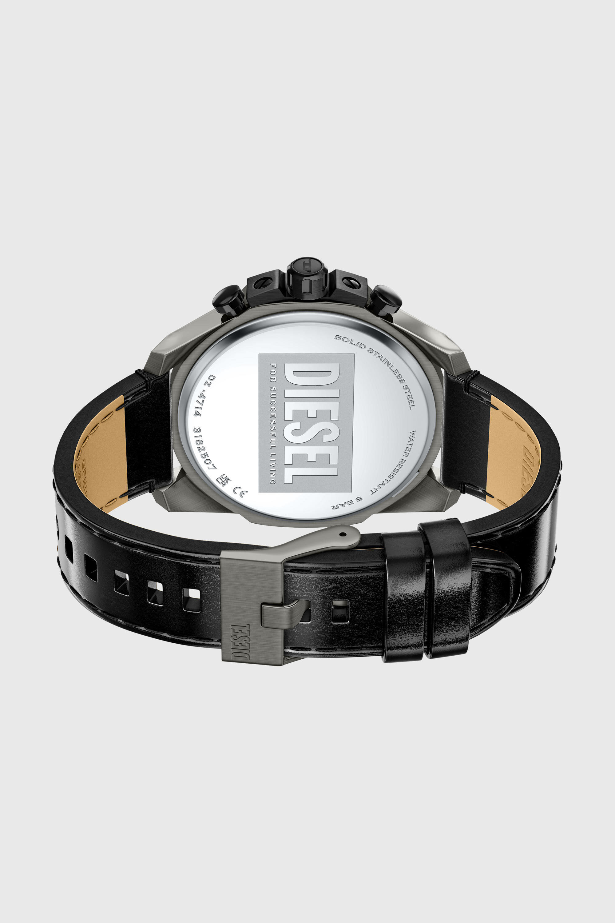 Diesel - DZ4714 WATCH, Reloj Mega Chief Slim con correa de cuero negro Hombre in Negro - 6