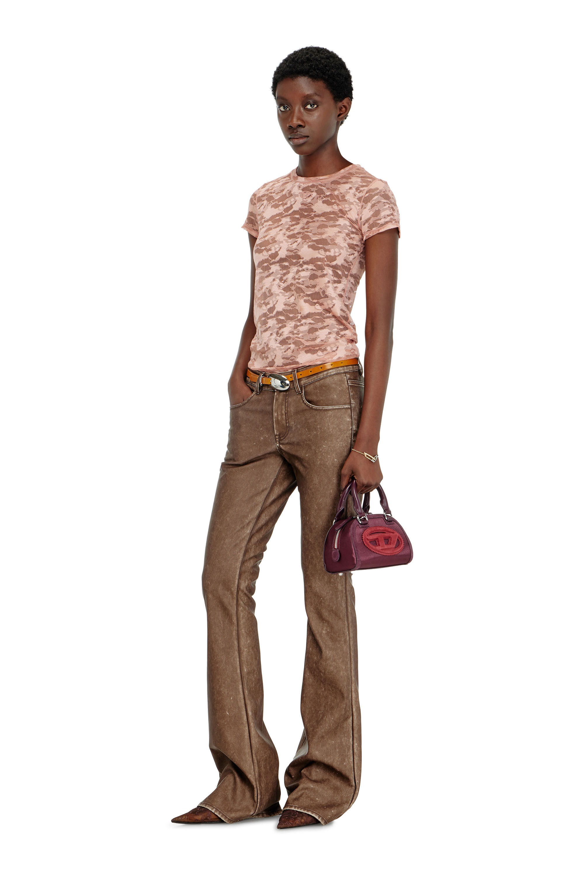 Diesel - KASIA-UTLT, Camiseta de encaje camuflado Mujer in Rosa - 6