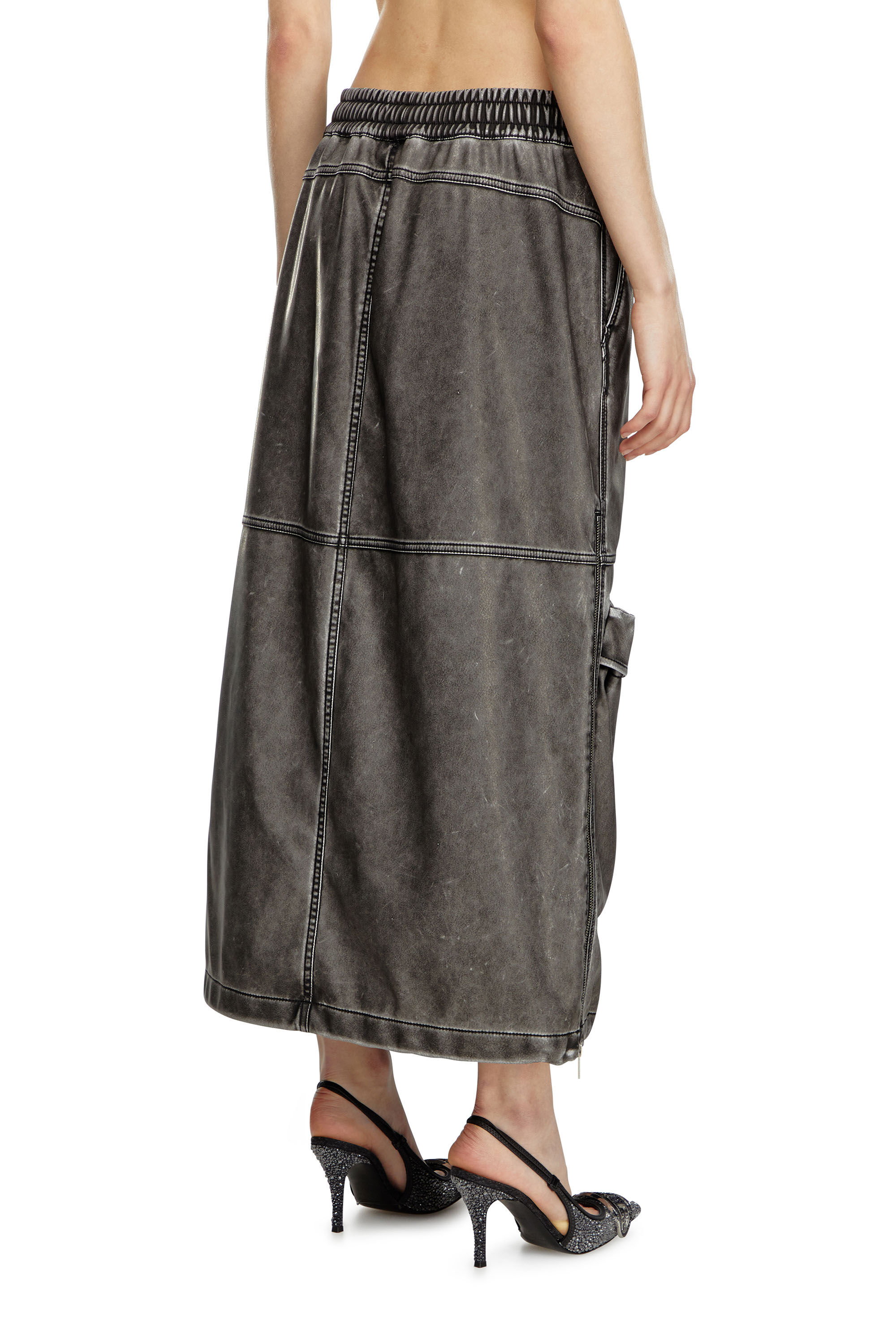Diesel - O-DYSSEY-P1, Mujer Falda larga en tejido técnico lavado in Gris - Image 4