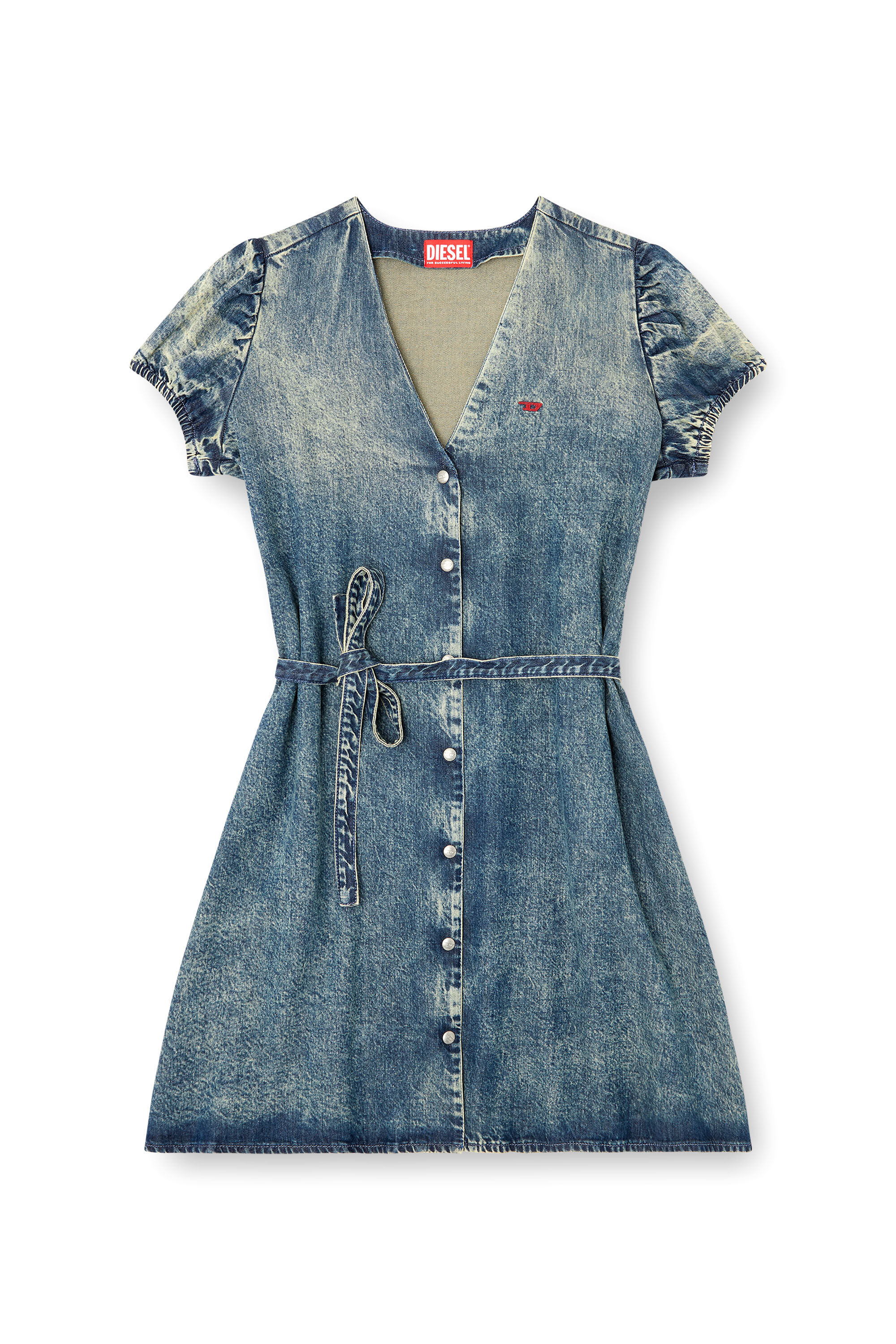 Diesel - DE-OLLISH-D, Vestido vaquero con cinturón en la cintura Mujer in Azul marino - 2