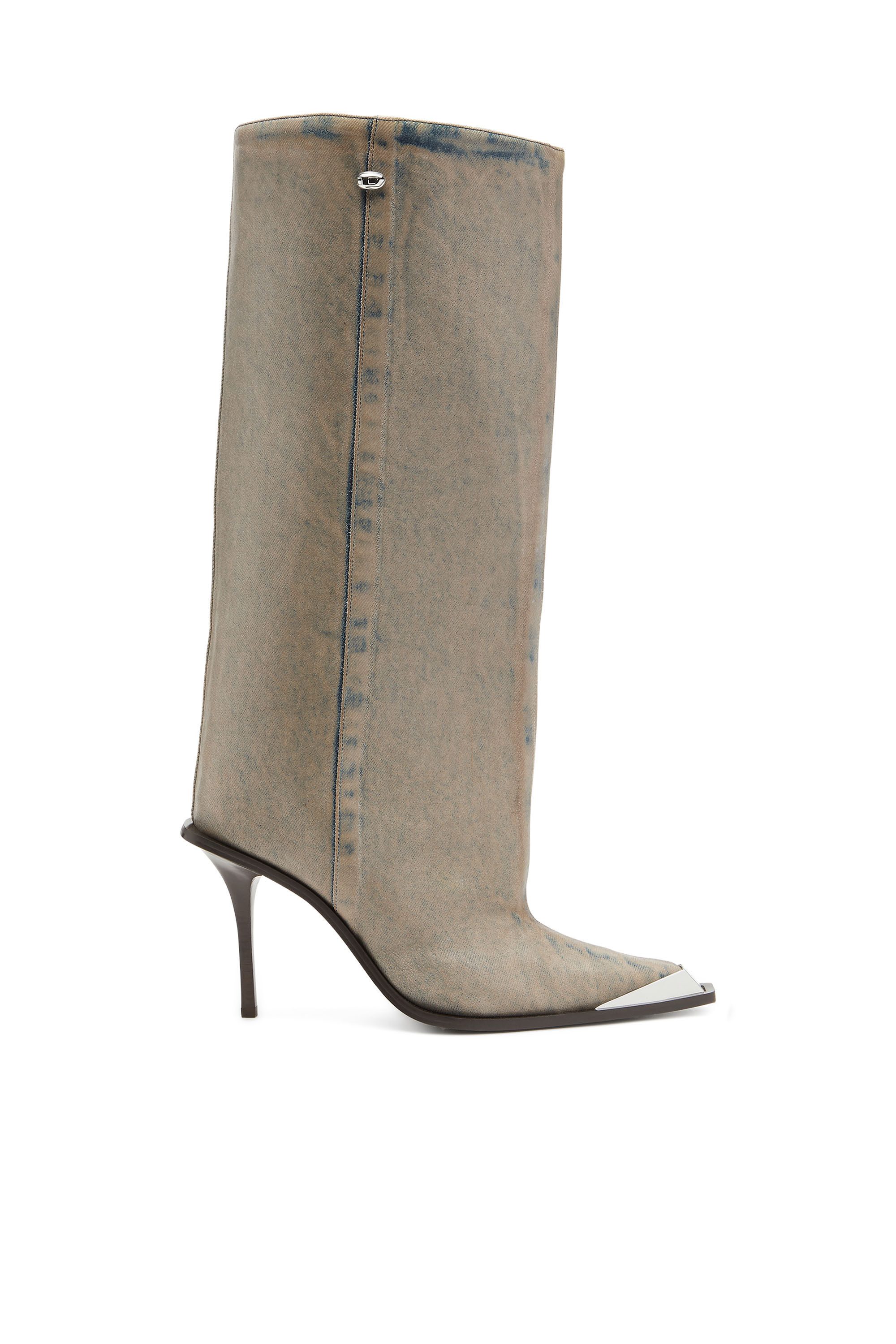 Diesel - D-TONA WB, D-Tona-Botas a la rodilla de denim solarizado recubierto Mujer in Beige - 1